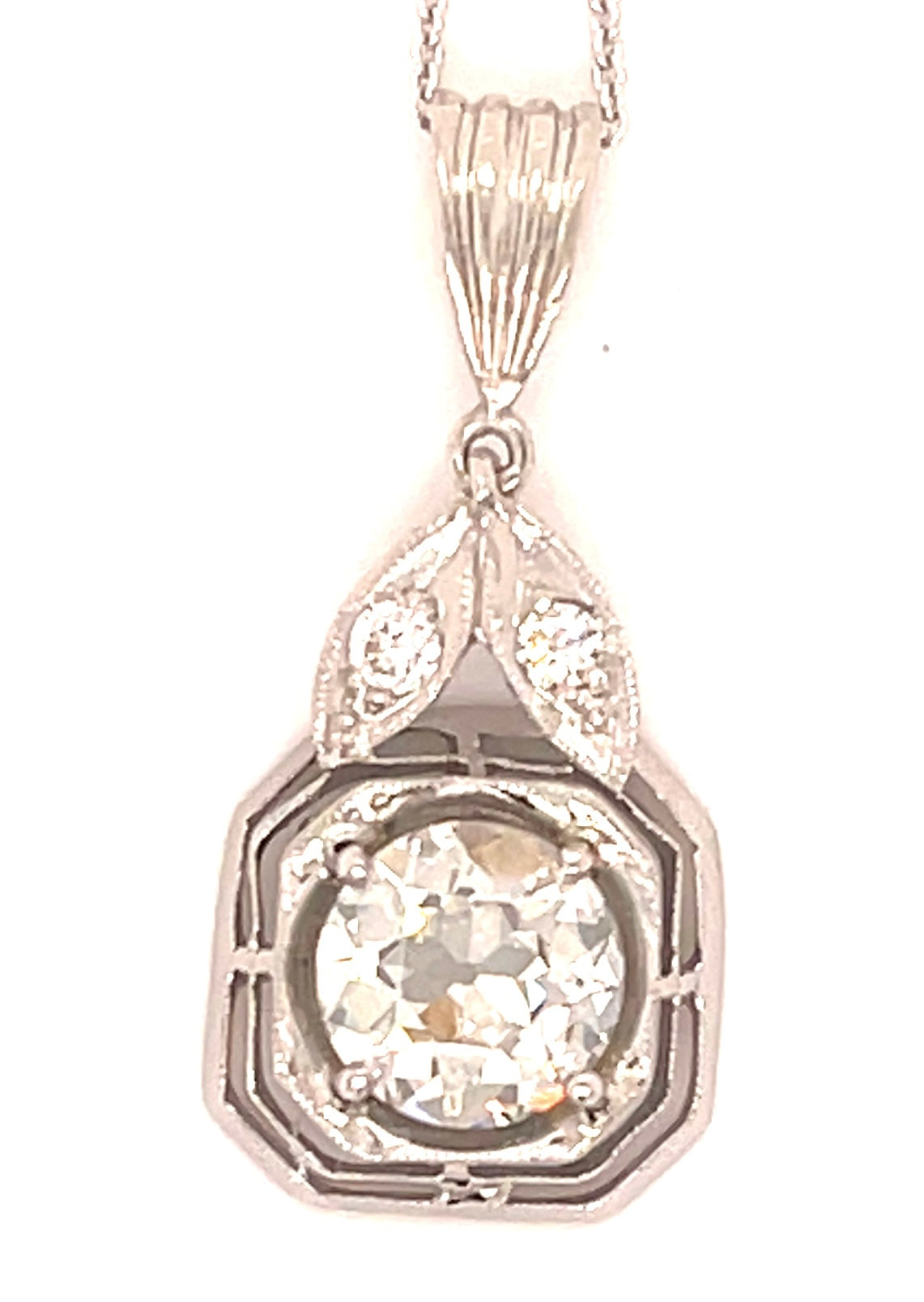 1.32ct European-cut Diamond PT/14K 4.00gr Art Deco Pendant Circa 1930s Sd .14ct