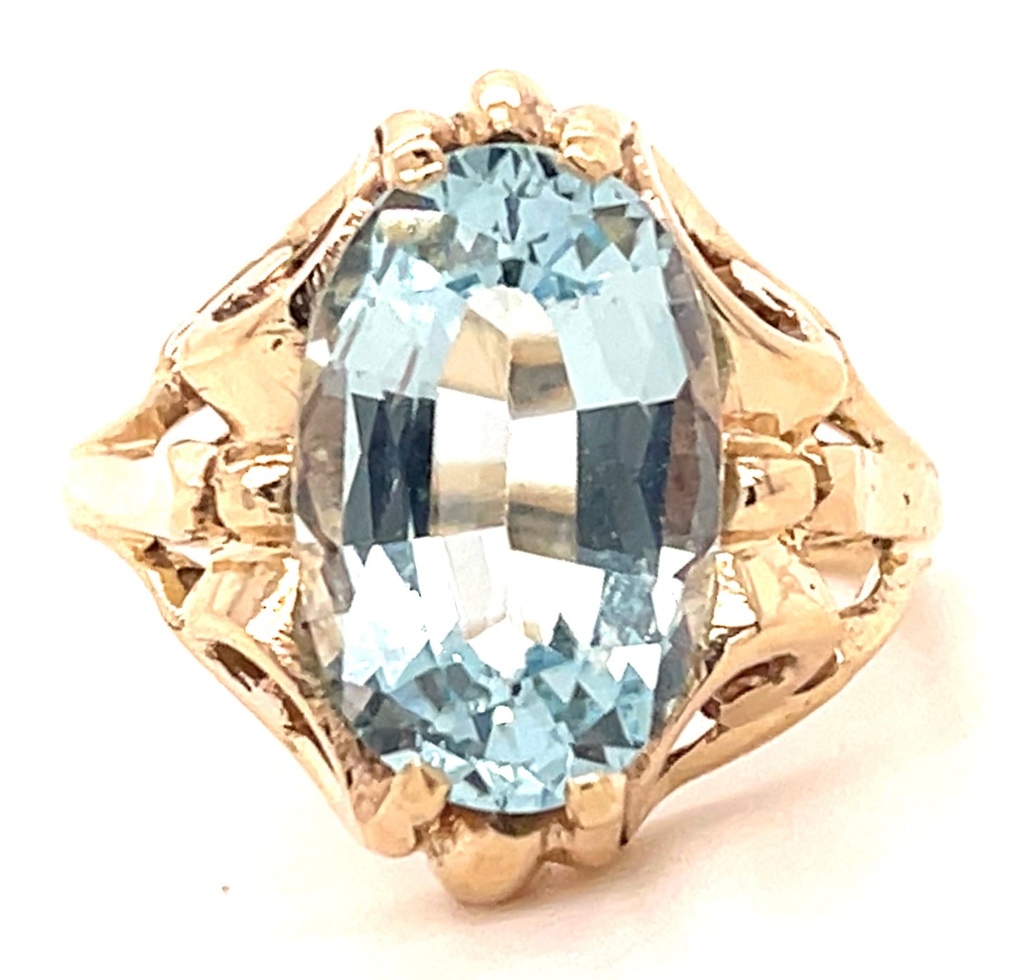 Estate 4.00ct Aquamarine 10K 3.80gr Ring Circa 1930s Size 6.50