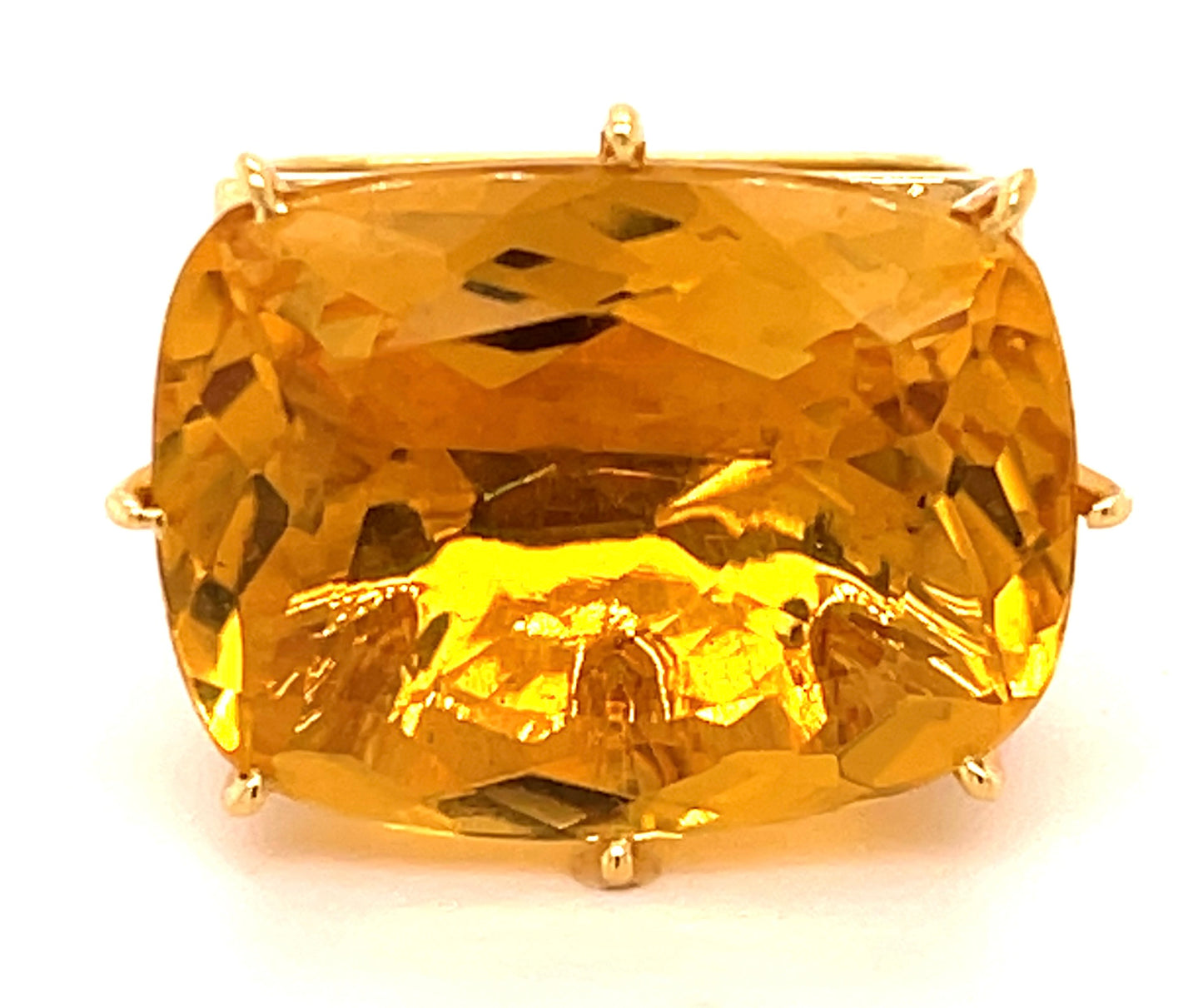 Estate 18.00ct Citrine 18KY 14.00gr Ring Circa 1970s Brazilian Designer Size 5
