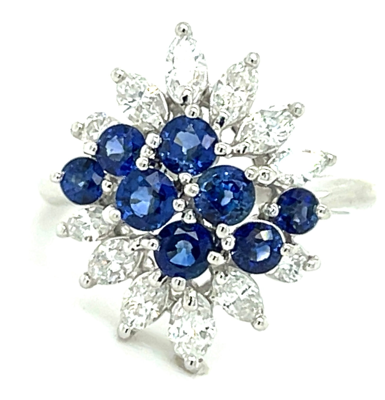 1.36ct Sapphire & 0.90ctw Diamond PT 7.33gr Ring (Estate 1960s) Size 6