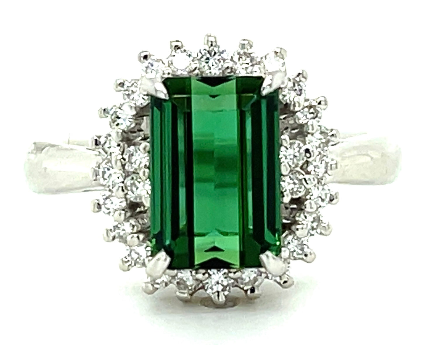 2.53ct Green Tourmaline & 0.26ctw Diamond PT 7.80gr Estate Ring Size 6