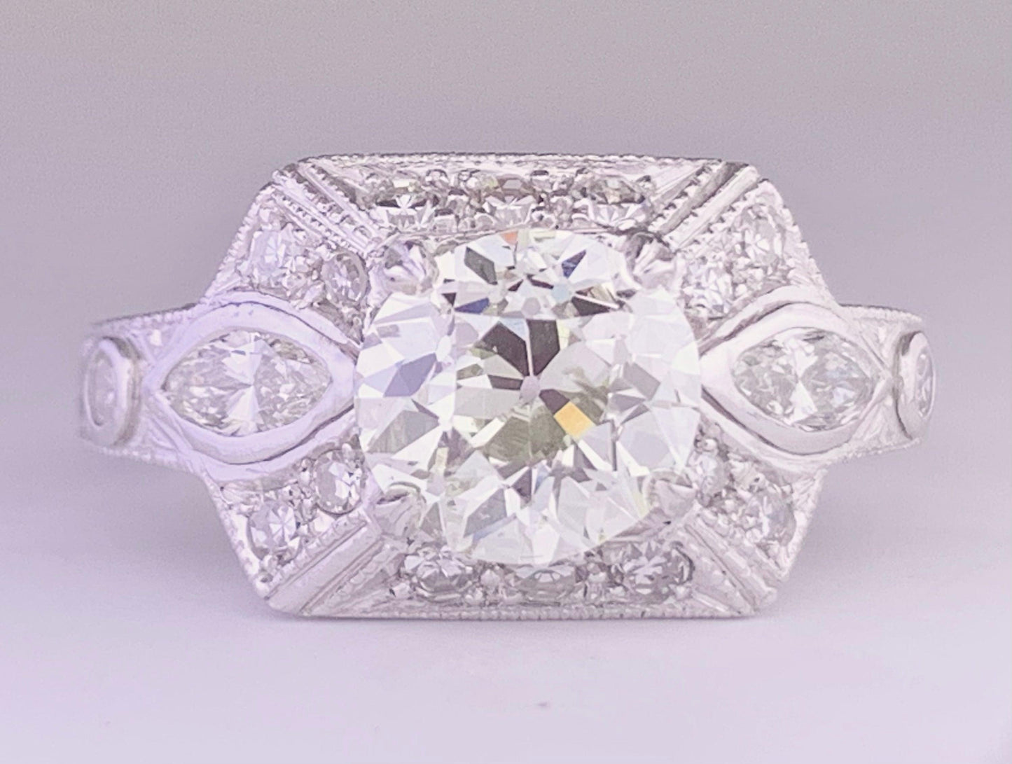 Vintage (Circa 1950s) Ring PT | European Diamond 1.50 carats | SD .20ct