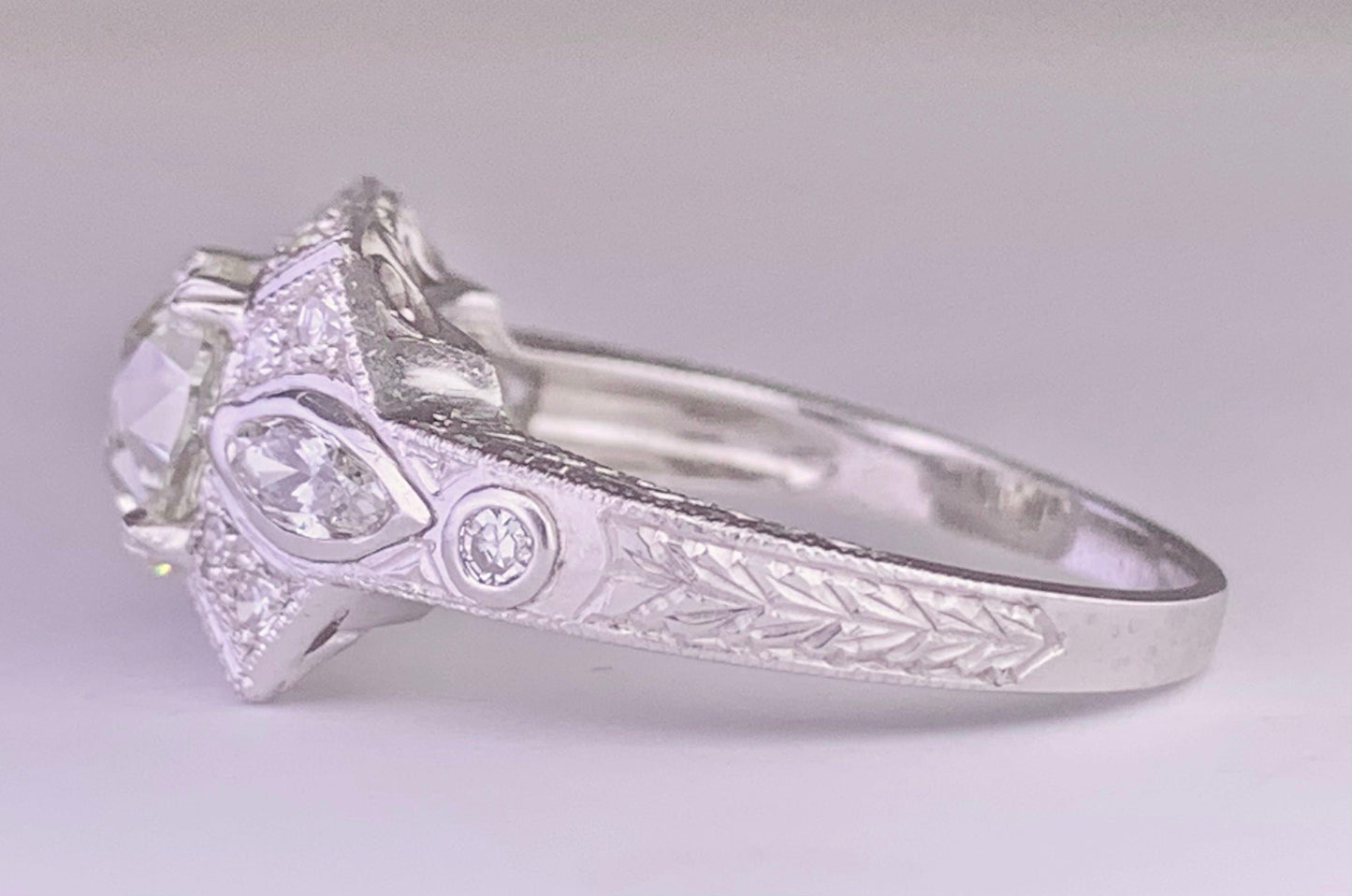 Vintage (Circa 1950s) Ring PT | European Diamond 1.50 carats | SD .20ct