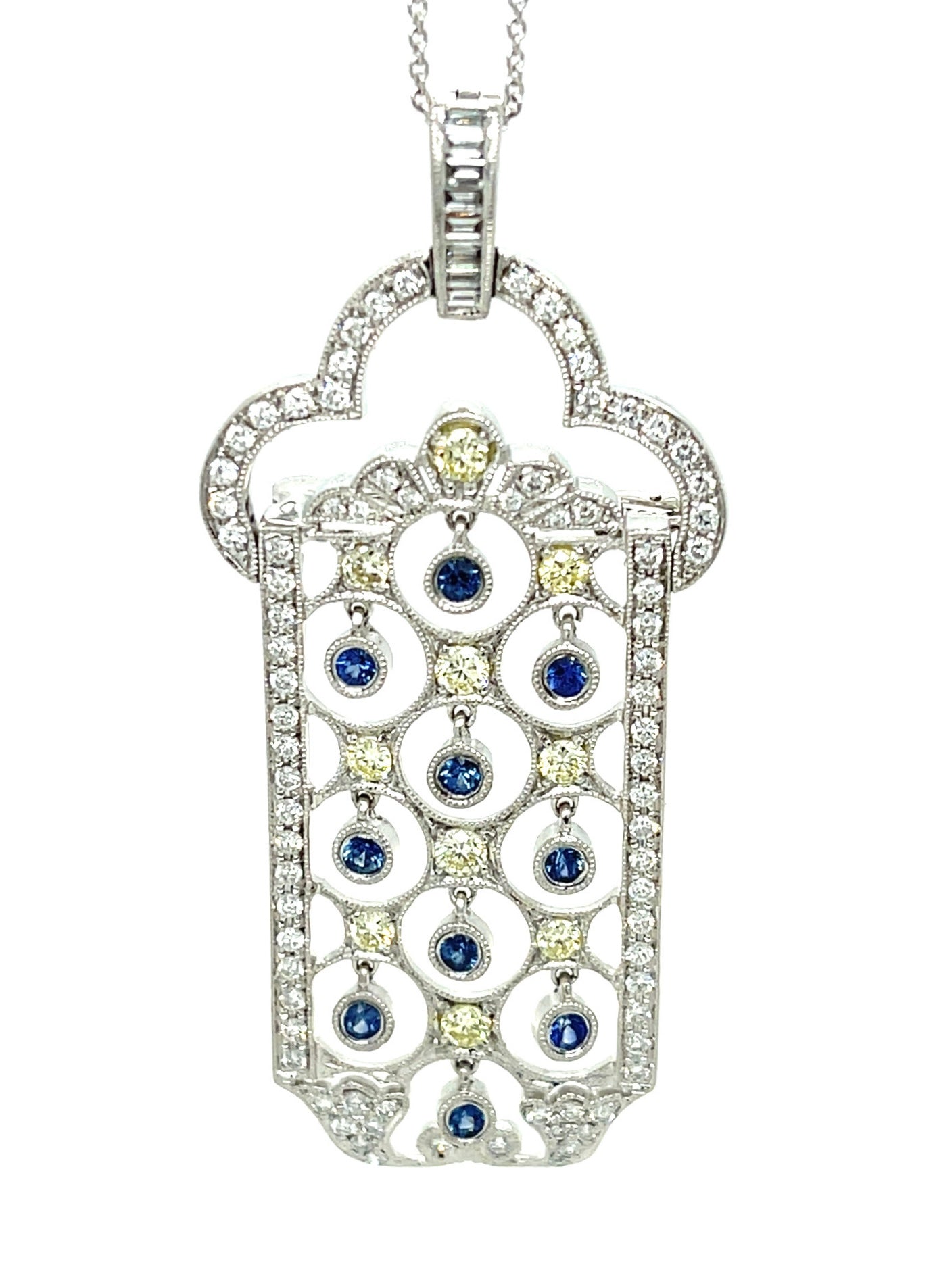1.31ct Sapphire & 1.15ctw Diamond 18KW 11.70gr Pendant