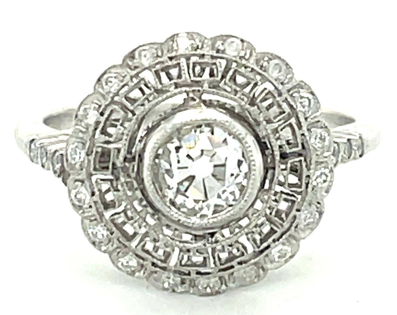 .50ct European-cut J Diamond Si1 PT 3.70gr Ring .20ct Sd Size 6 GIA 6224711722