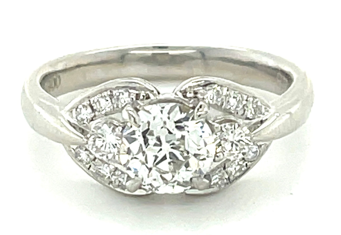 0.87ct European-cut I Diamond Si1 PT 5.50gr Ring .22ct Sd