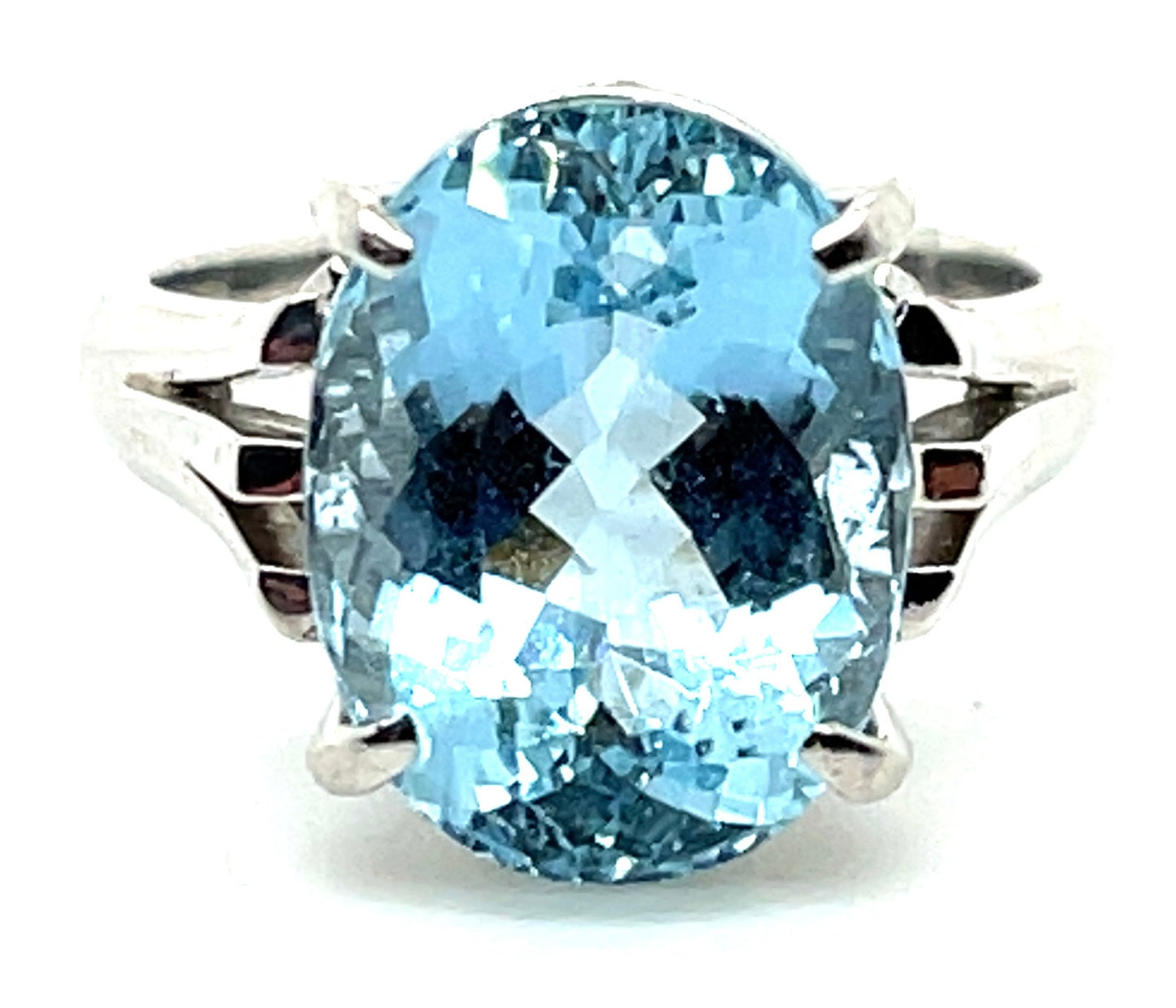 Estate 7.24ct Aquamarine PT 9.60gr Ring Circa 1970s Size 7