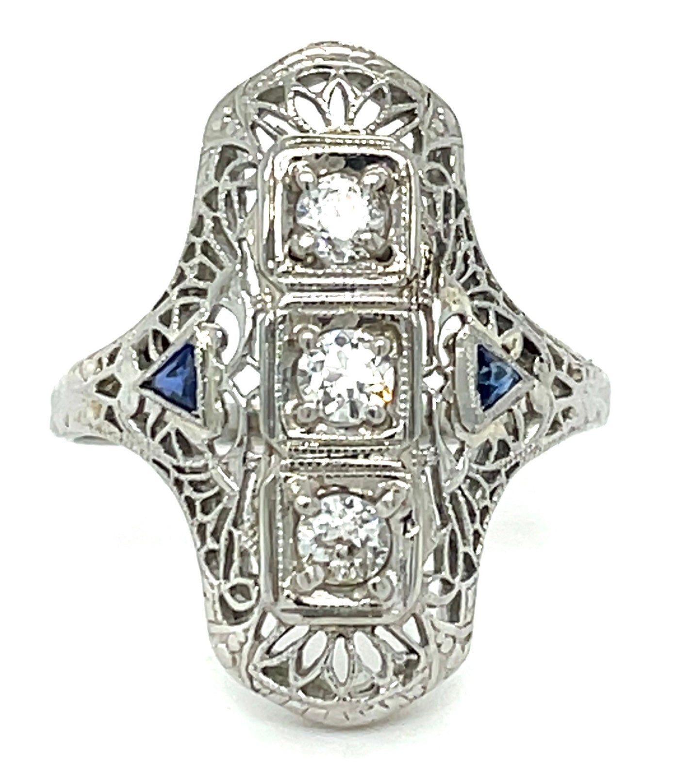 .38ct Diamond 3 Stones 18KW 3.82gr Art Deco Ring Circa 1930s