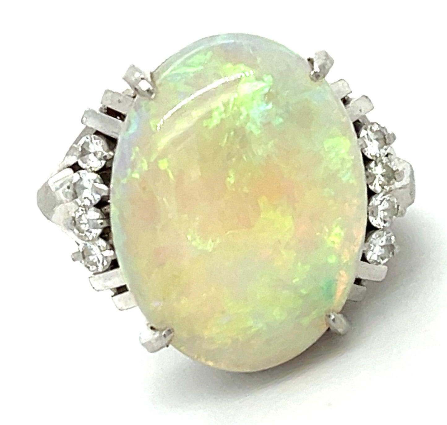 Estate 7.50ct Australian Fire Opal & 0.27ctw Diamond PT 10.50gr Ring