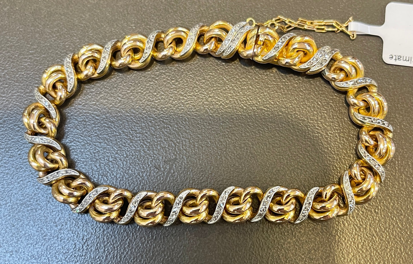 French .50ct Diamond Rose-cut 18KY 2 Tone Gold 20.50gr Bracelet Circa 1930s