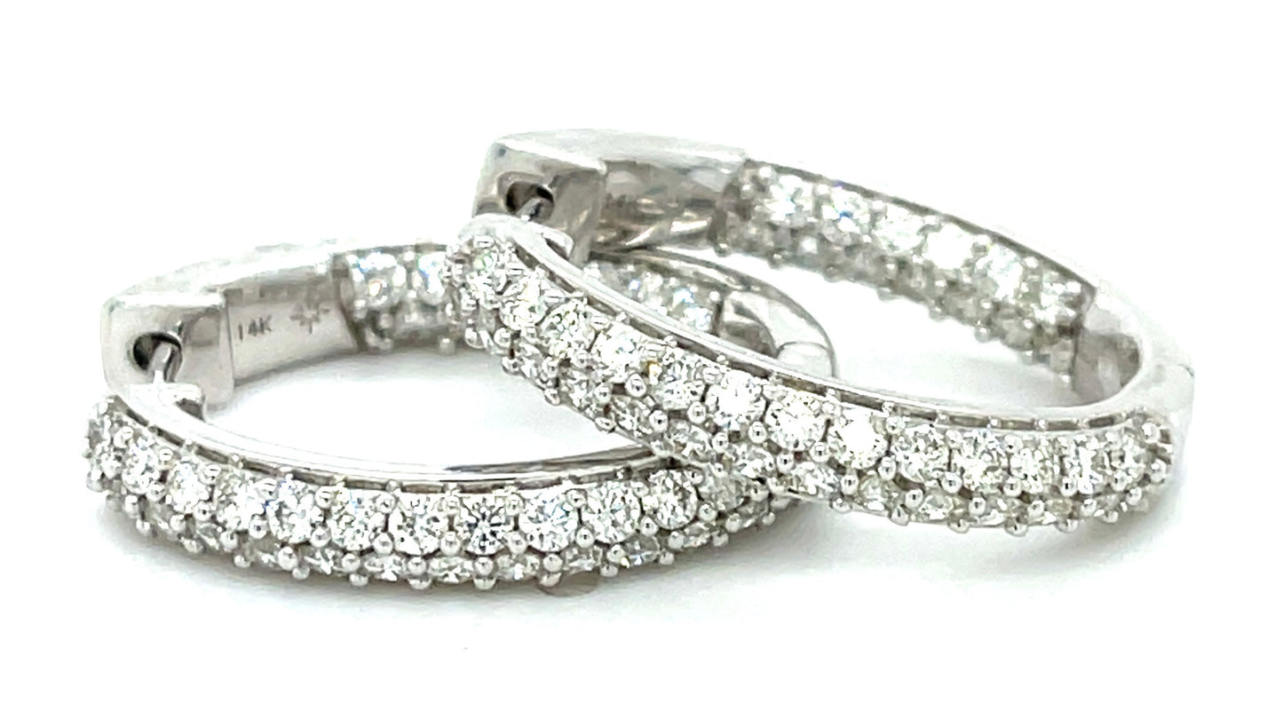 1.00ct Diamond 14KW 5.10gr Earrings Hoop Length .75