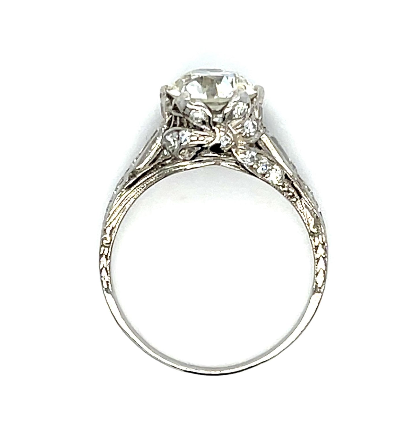 Art Deco 1.63ct K VS2 Euro Dia .30ct Platinum Ring (Antique 1920s) 6.50 Size