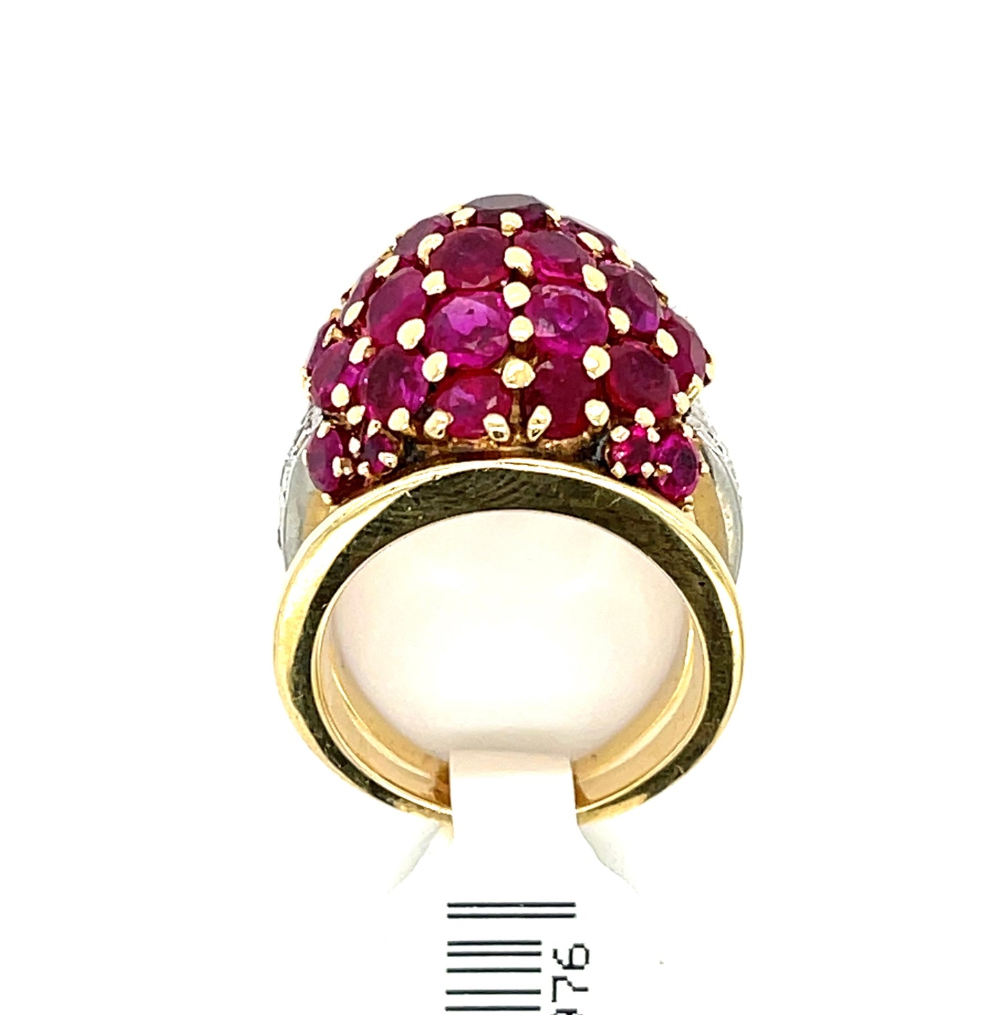 Retro (Circa 1940s) 4.75ct Rubies 14KY Two Tone Ring .75ct Diamonds