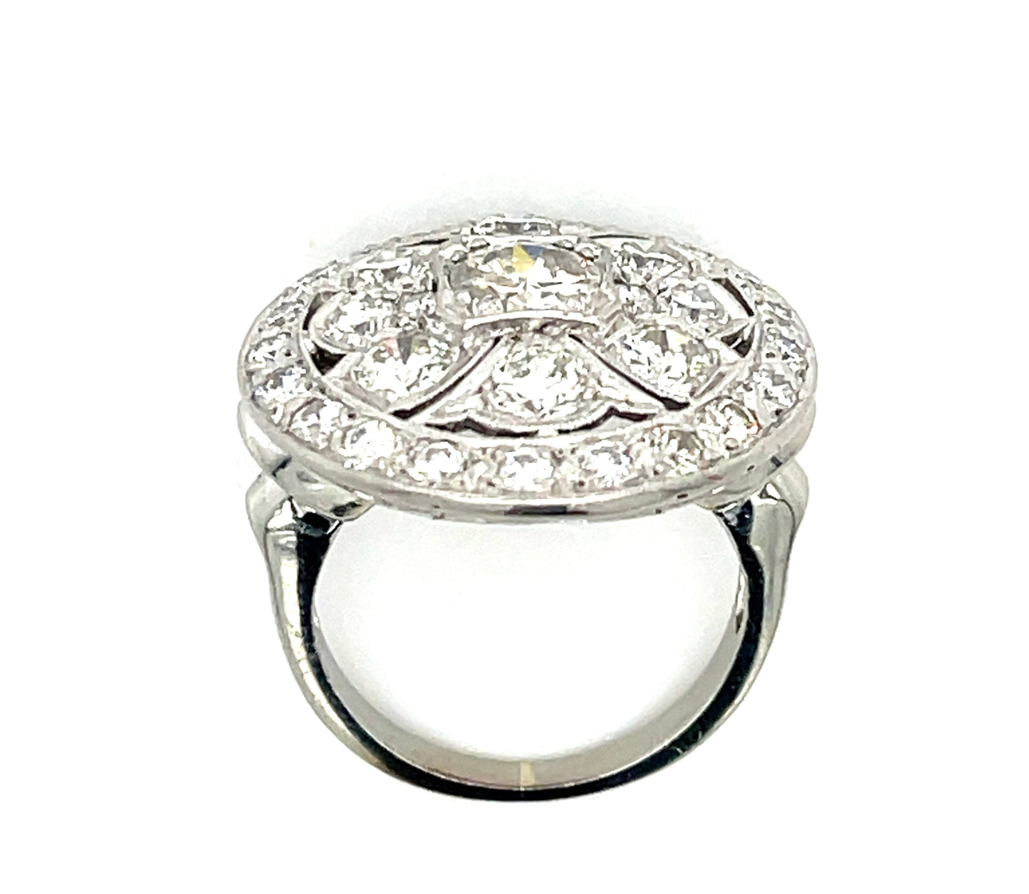 Art Deco .55ct Transitional Cut Center Diamond Palladium Vintage Ring (Circa 1930s) 2.20ct SD