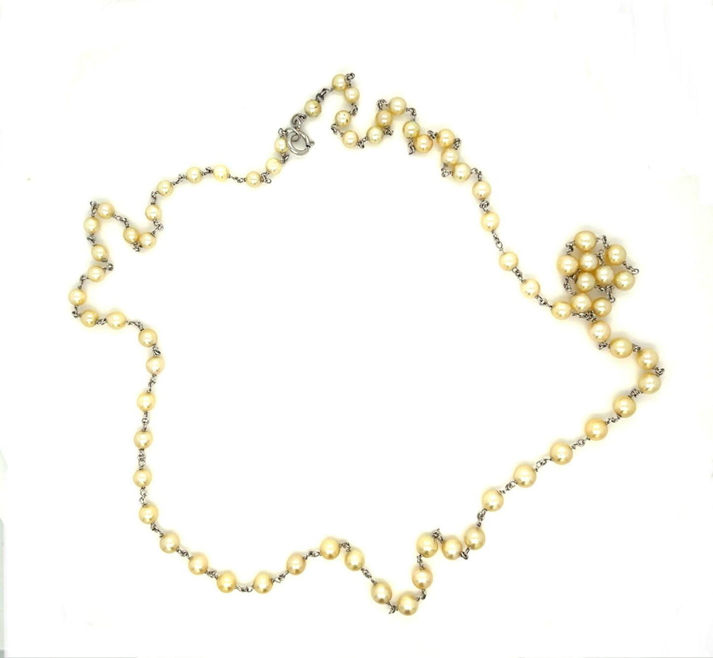 Pearl 3.10mm-4.12mm Platinum Handmade Necklace 6.82g 21"