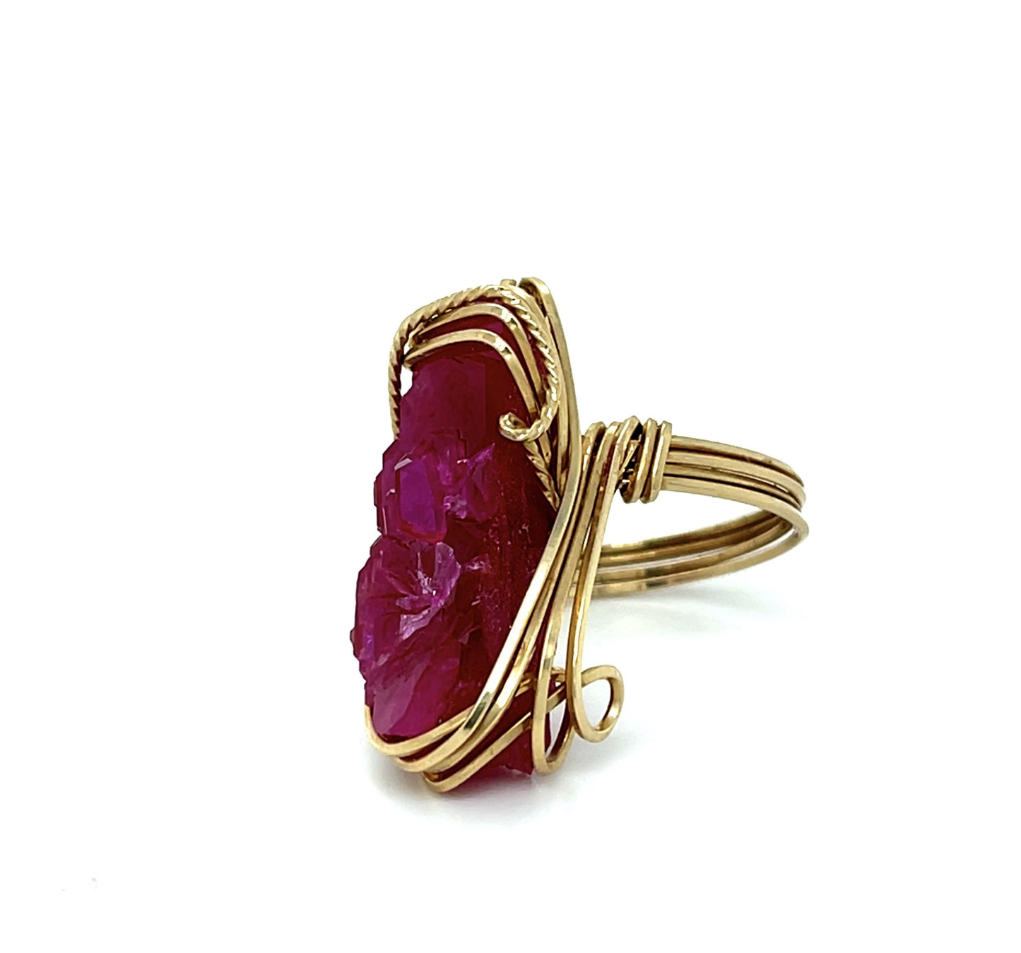 35ct Crystal Ruby 14KY Handmade Vintage Ring (c 1960s) 1.25" 9g