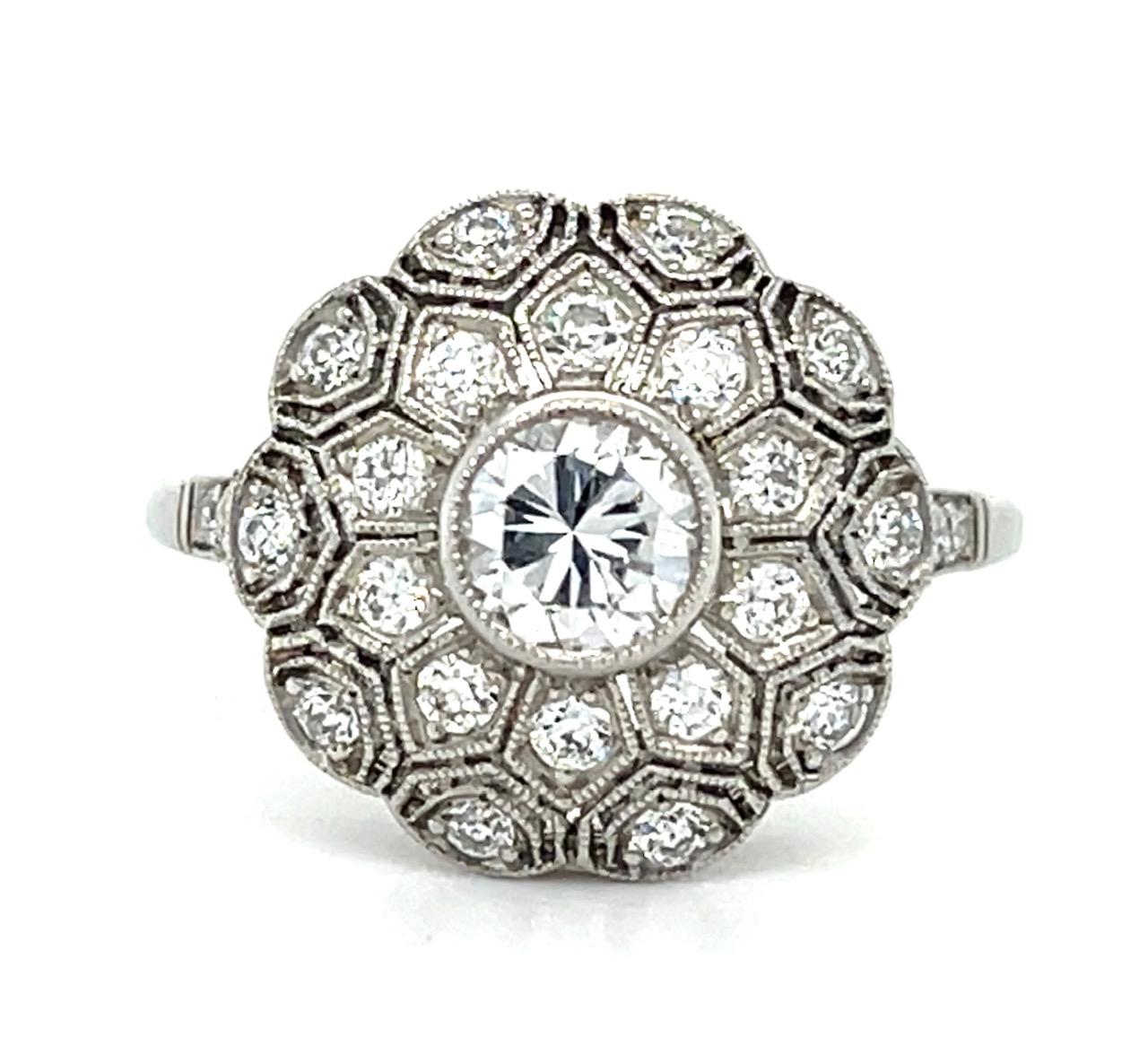 .52ct Round Diamond Platinum Handmade Ring .56ct SD 4.50g 7.50 Size