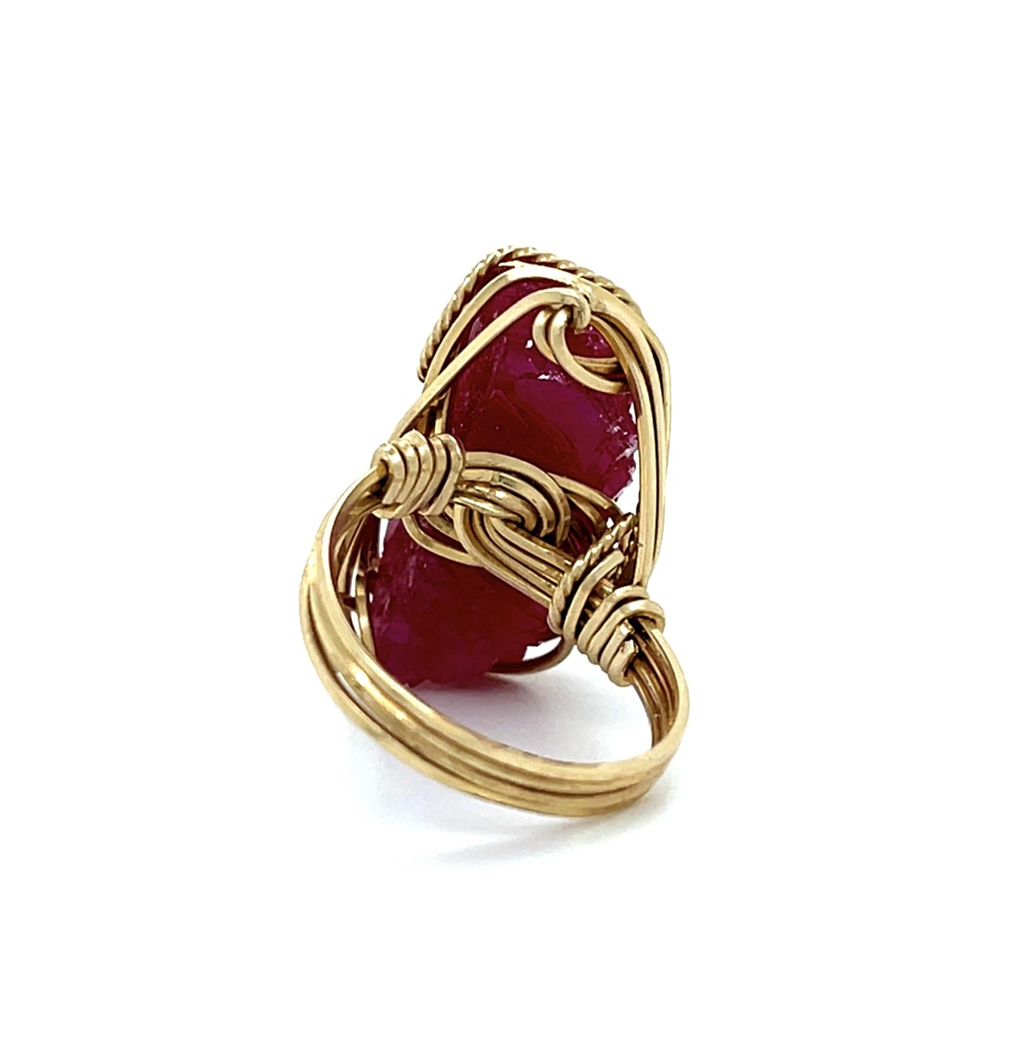 35ct Crystal Ruby 14KY Handmade Vintage Ring (c 1960s) 1.25" 9g