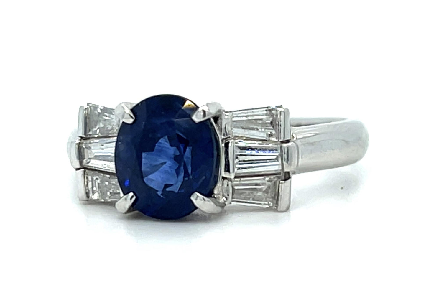 2.24ct Sapphire .60ct Diamond Platinum Ring 6.50g 7.50 Size