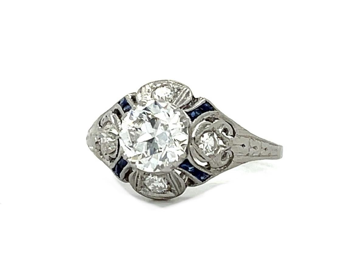 Original Art Deco 1ct OEC Dia Platinum Antique Ring (c:1920s) .30ct SD 7 Size