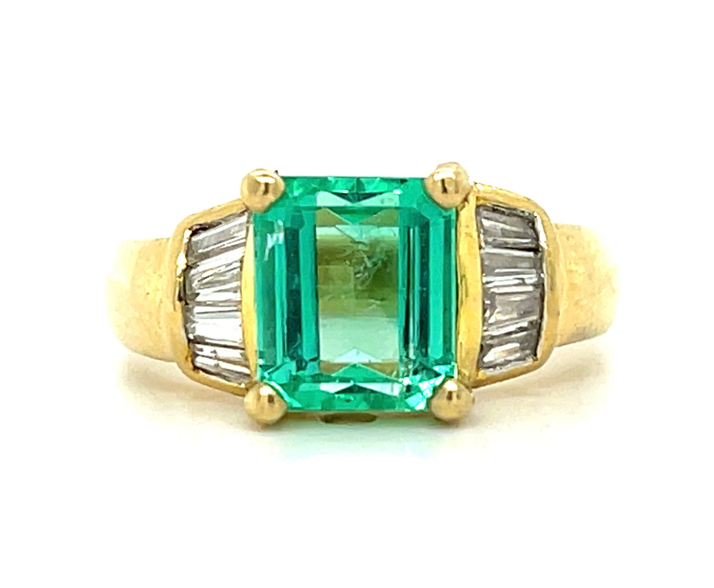 2.75ct GIA Colombian F1 Emerald & 0.66ctw Dia 18KY 6.60gr Ring Circa 1980s