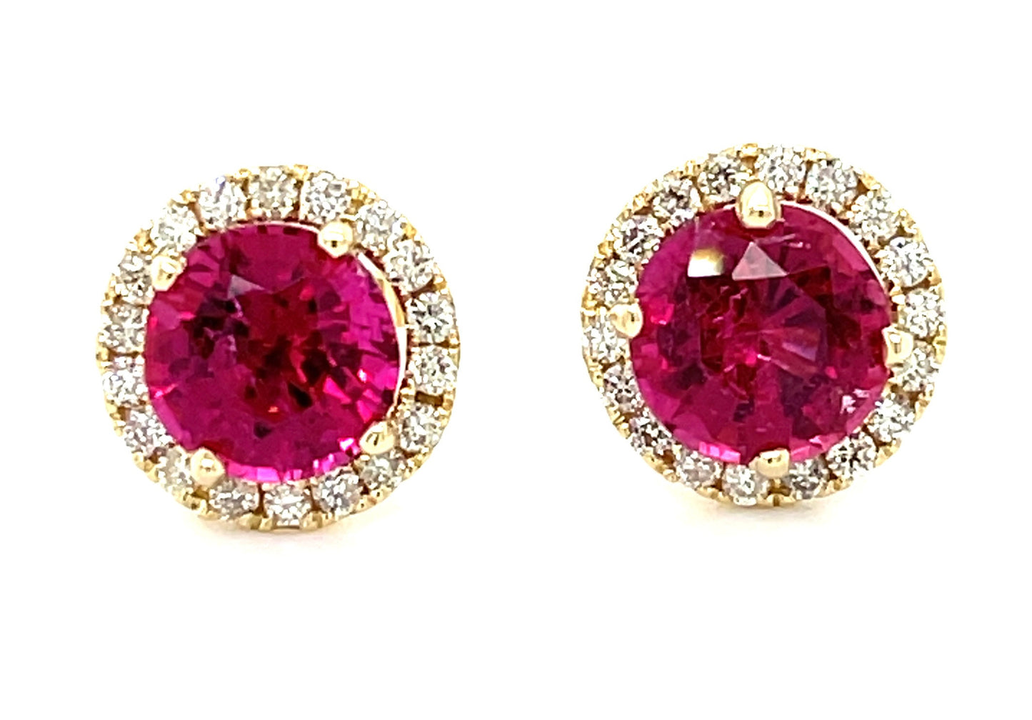 3.54ct Pink Tourmaline & 0.46ctw Diamond 14KY 2.20gr Earrings Gem Quality