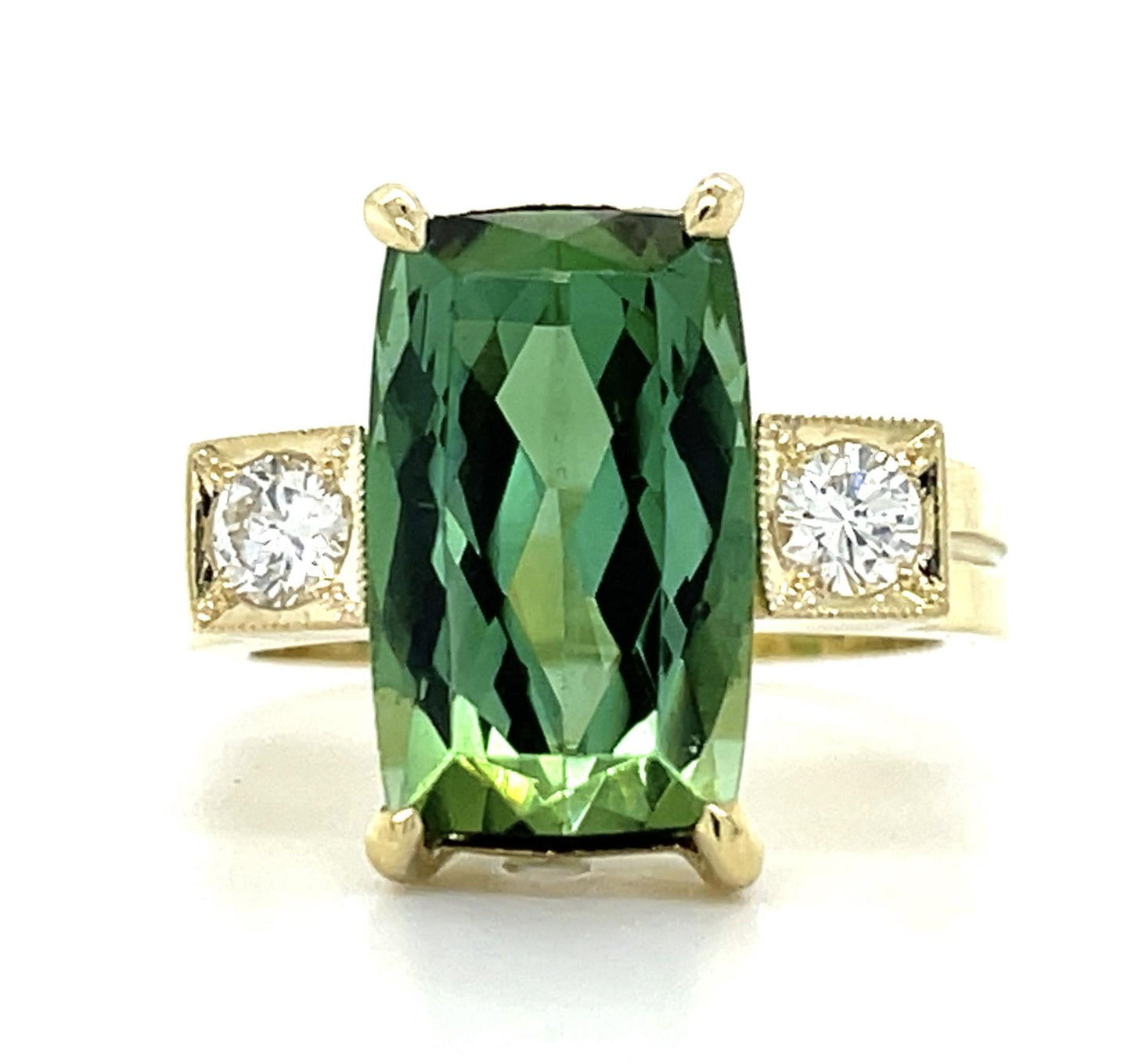 4.75ct Green Tourmaline .29ct Diamond 14KY