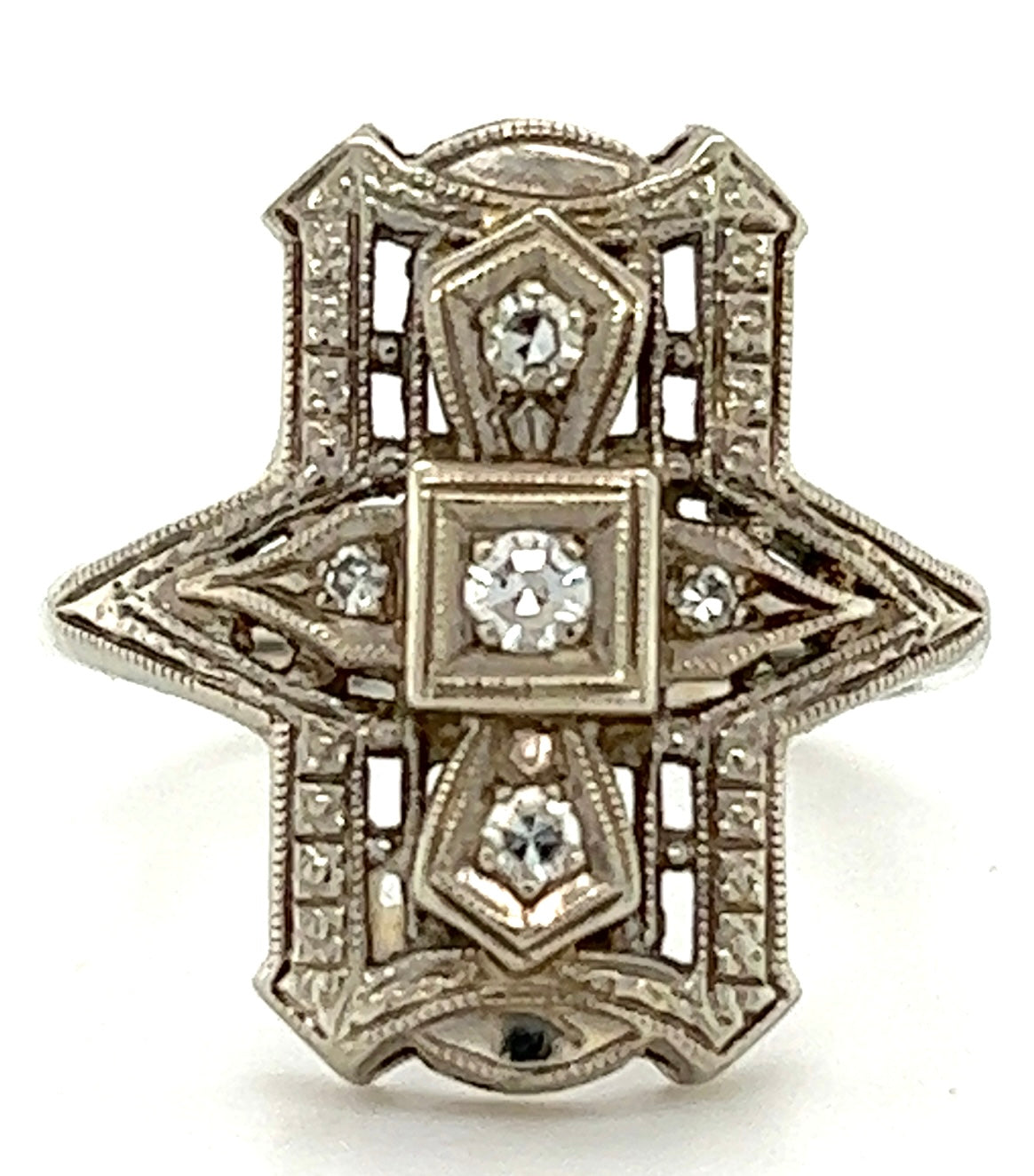 Art Deco .60ct Diamond 3.10gr 14KW Ring Circa 1930s Size 6