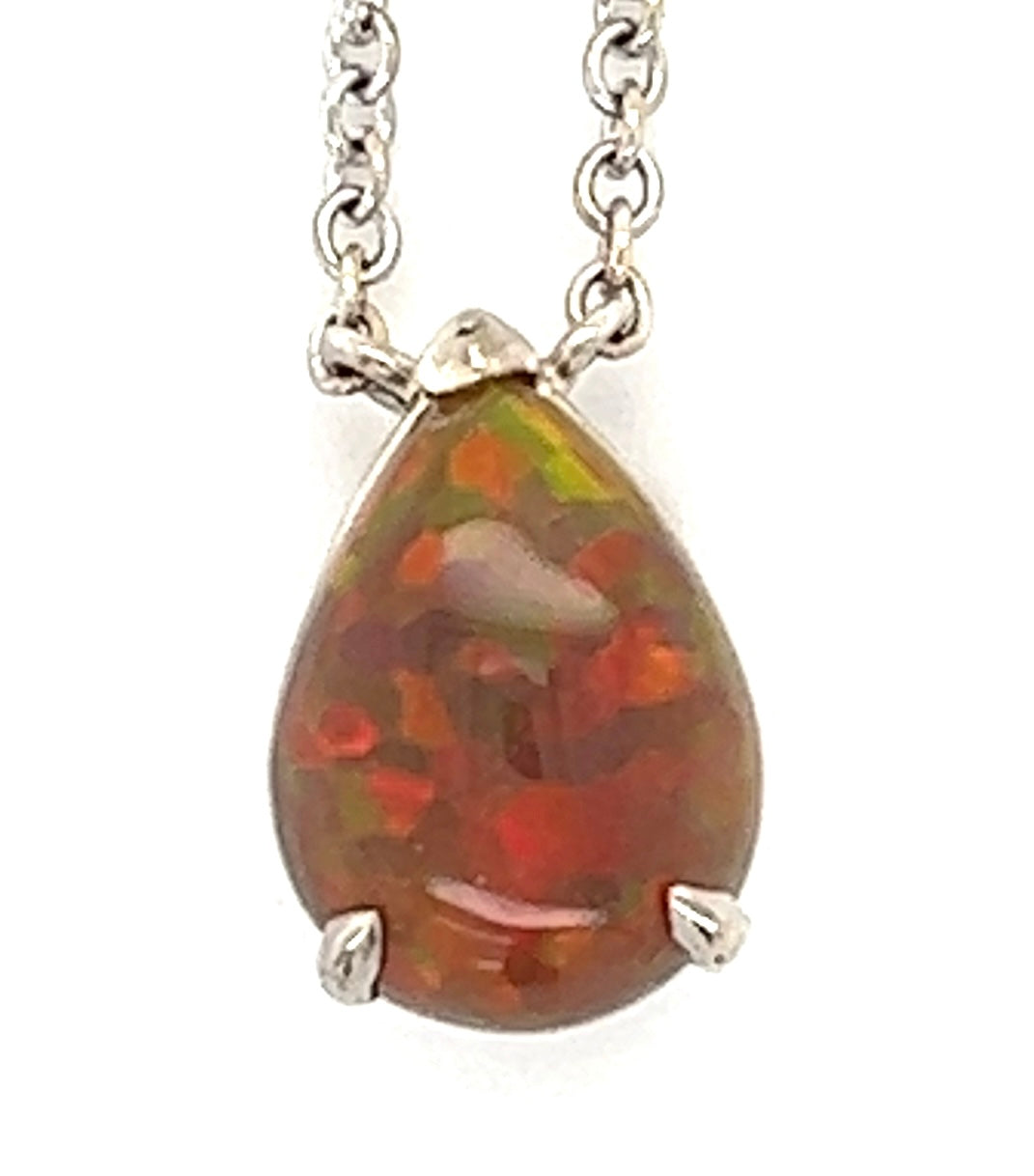 2.45ct Opal 18KW & 14KW 3.86gr Necklace Length 16"
