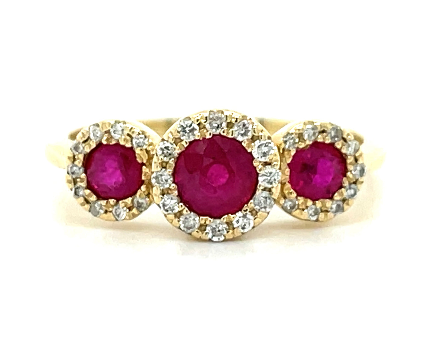 Estate 0.43ct Ruby & 0.15ctw Diamond 14KY 3.24gr Ring .35ct Side Ruby Size 7
