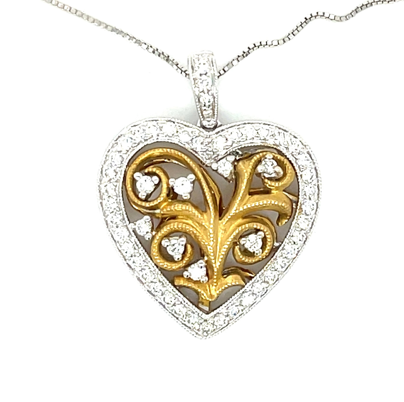 0.65ct Diamond 18KY 2 Tone Gold 5.50gr Pendant Length 18