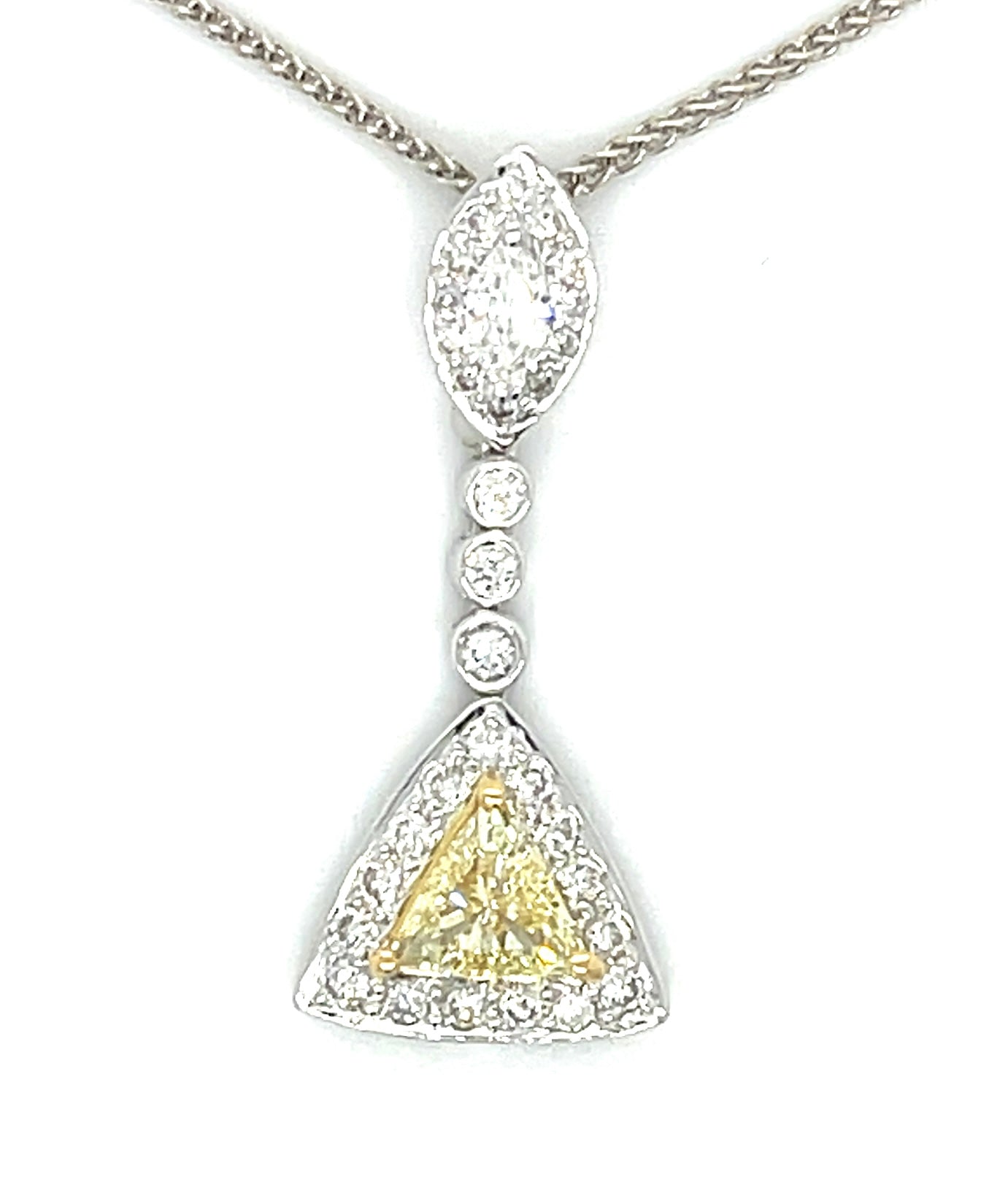 0.50ct Fancy Yellow Diamond 18KY 2 Tone Gold 4.70gr Pendant 1" Chain 18"