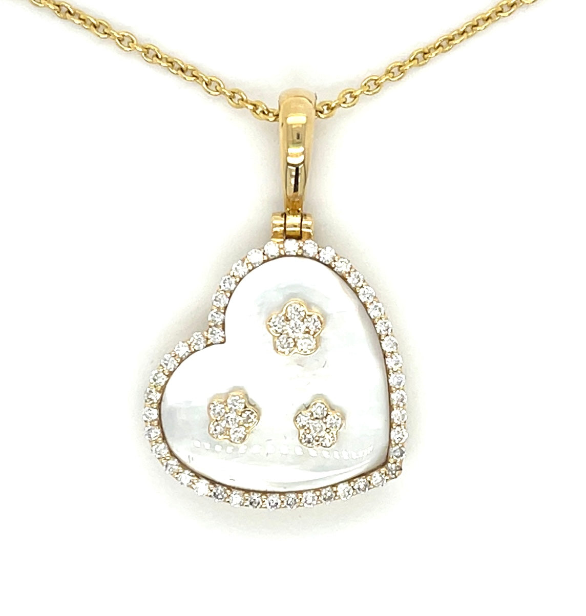Estate Mother Of Pearl & 0.59ctw Diamond 18KY 8.30gr Pendant Length 18
