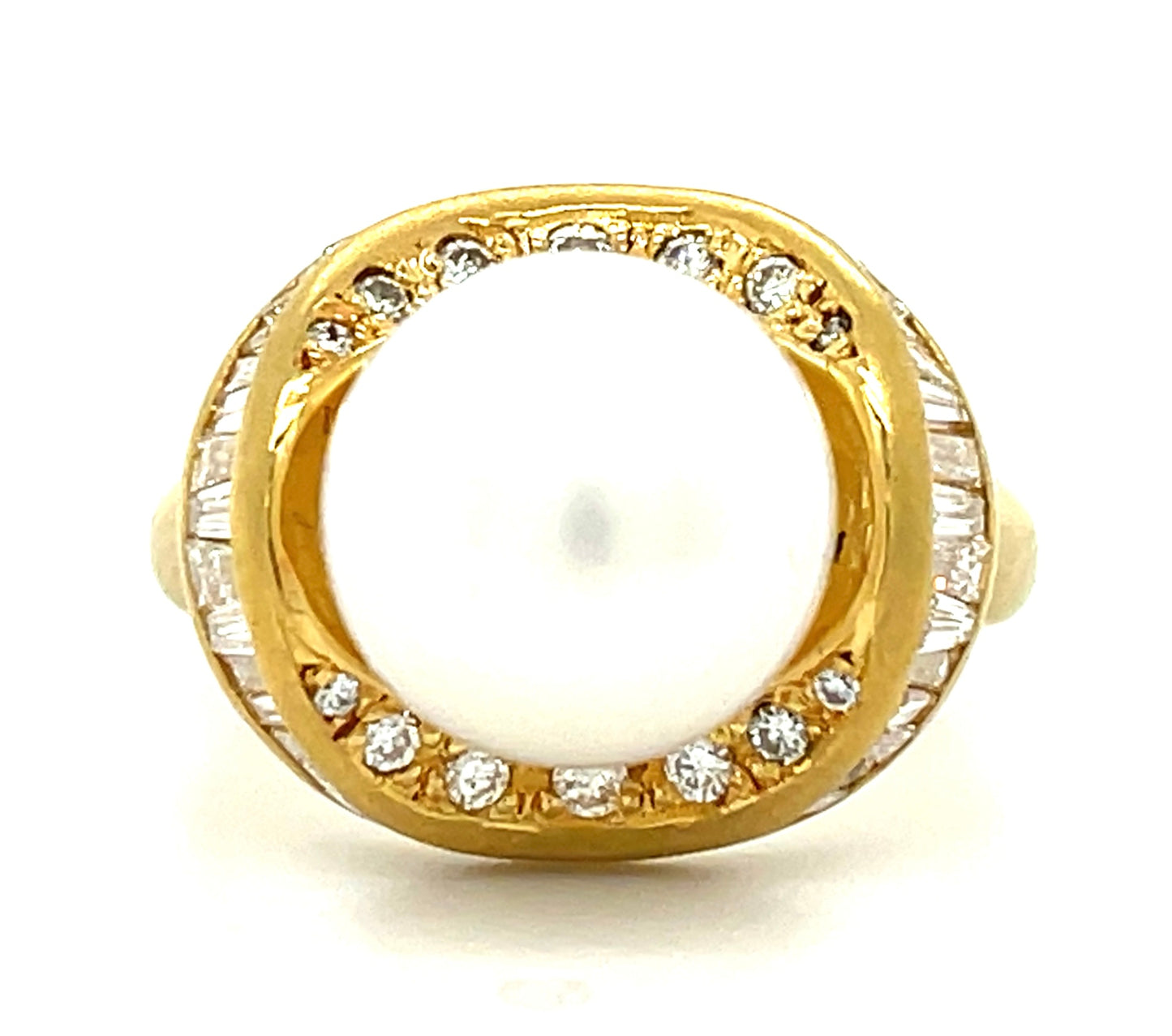 South Sea Pearl & 0.80ctw Diamond 18KY 11.40gr Ring Size 7