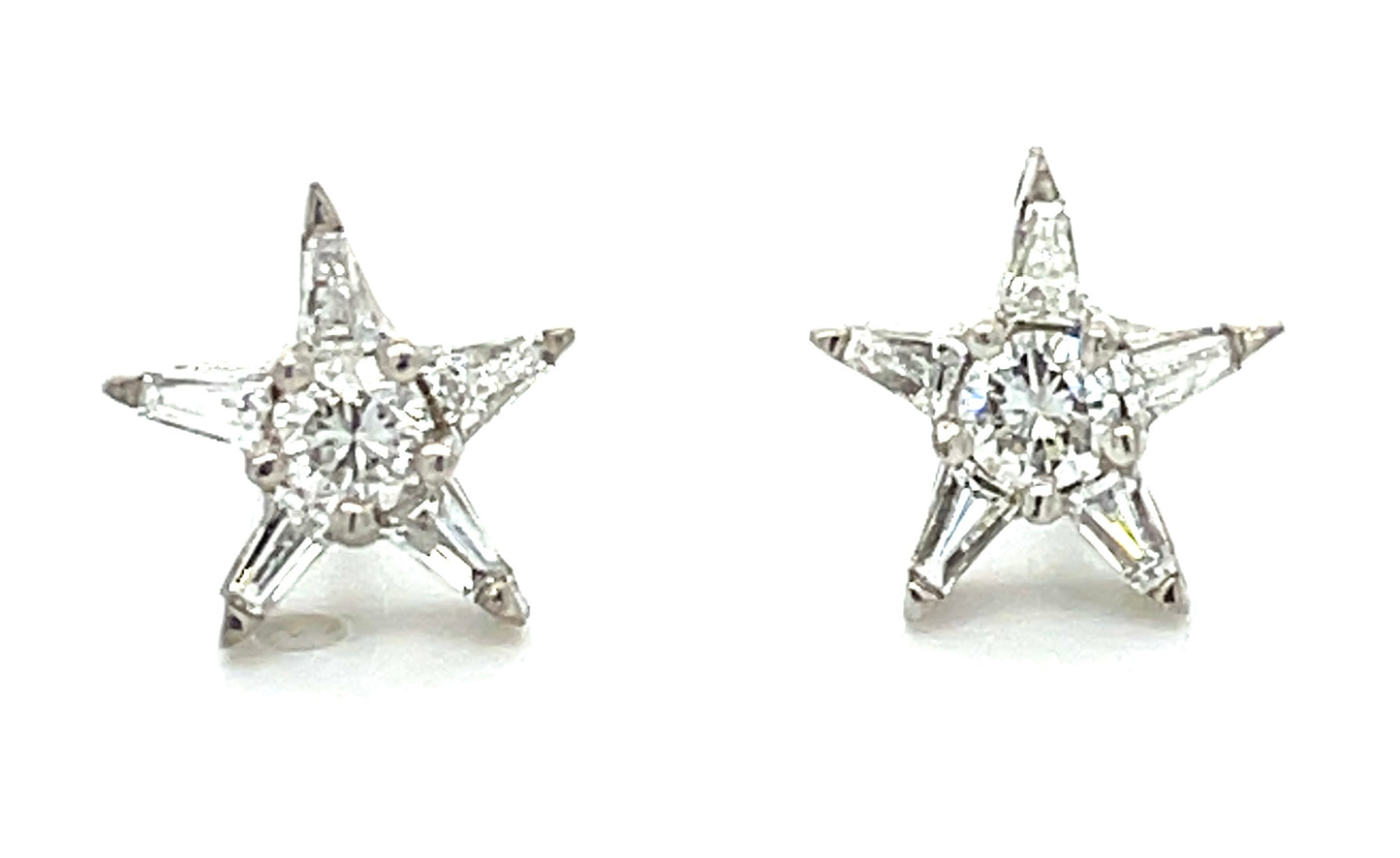 0.30ct Diamond 14KW 2.20gr Earrings .64ct Sd Screwbacks Stars