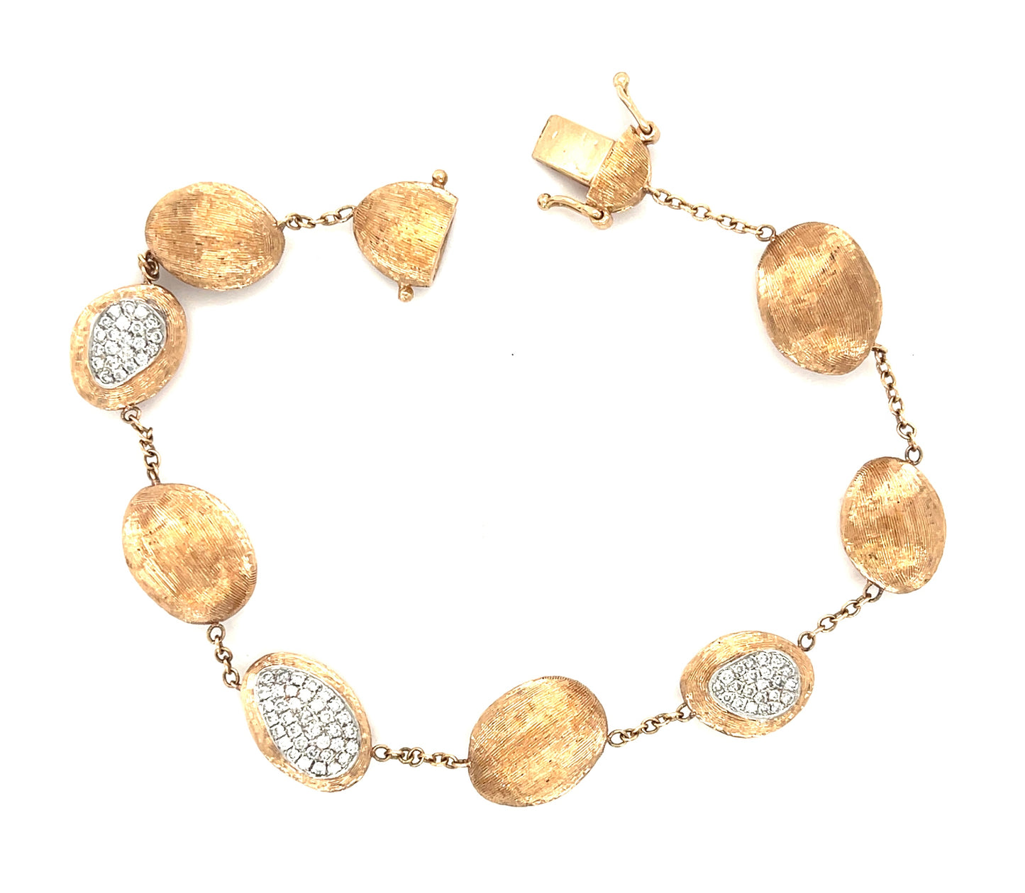 0.49ct Diamond 14KY Rose Gold 17.32gr Bracelet + White Gold | Hallmark Length 7.
