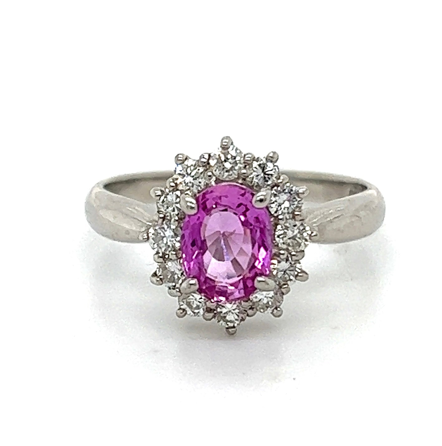 Estate 1.16ct Pink Sapphire & 0.41ctw Diamond PT 4.80gr Ring Circa 1970s Size