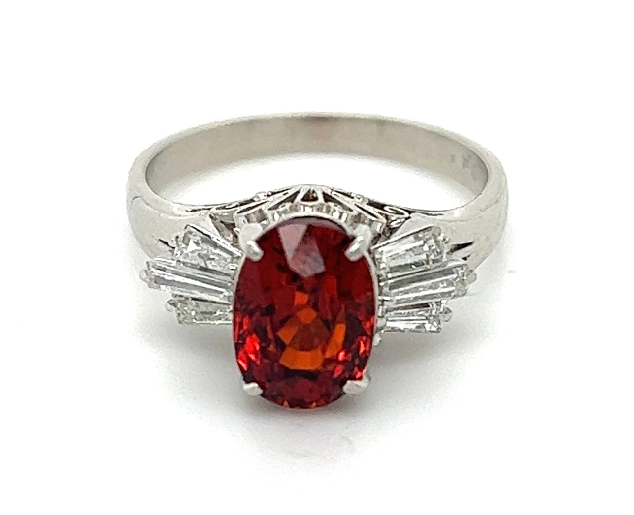2.77ct Garnet & 0.56ctw Diamond PT 5.30gr Ring Size 6.75"