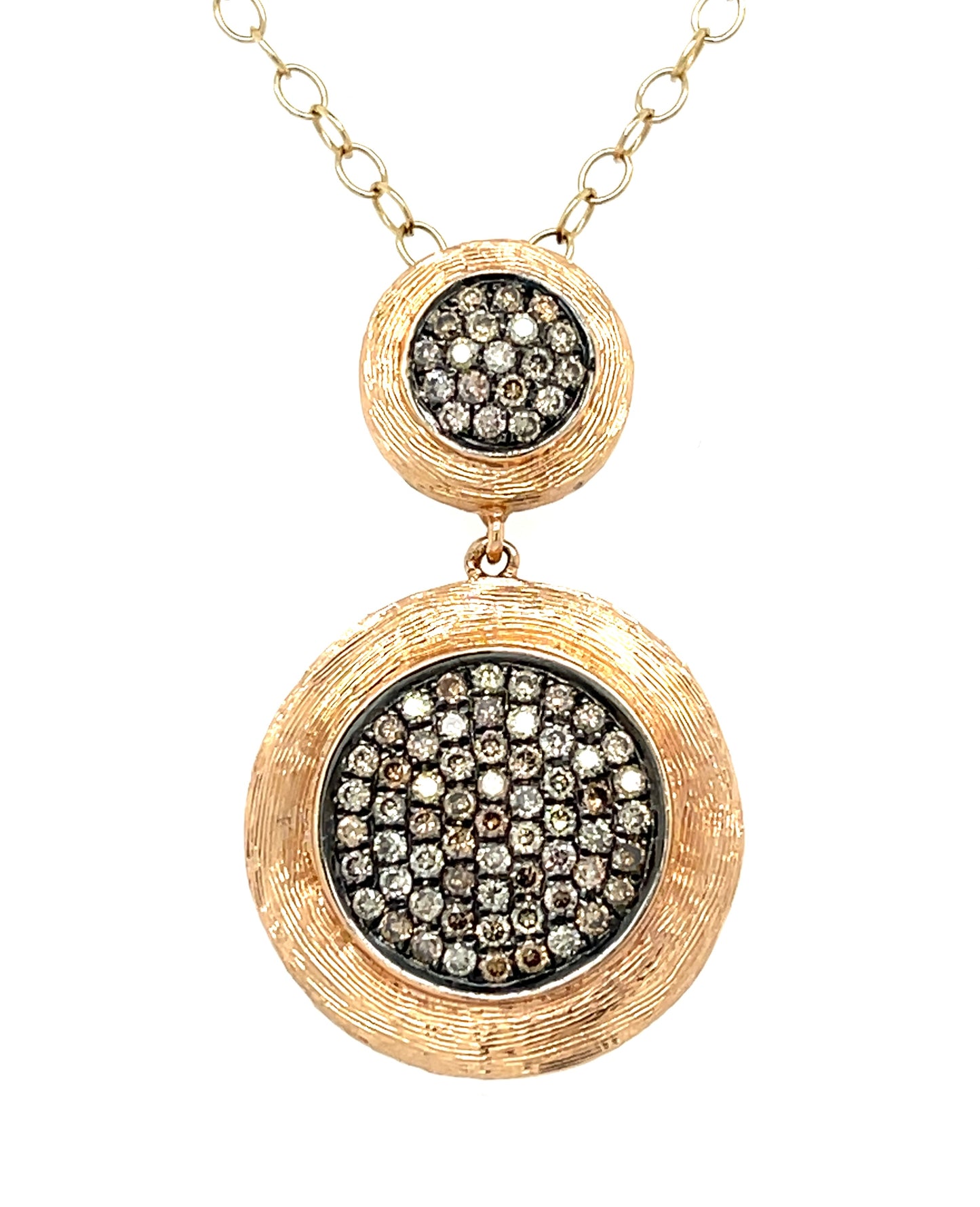 .59ct Champagne Diamond 14KY Rose Gold 6.58gr Necklace Length 16