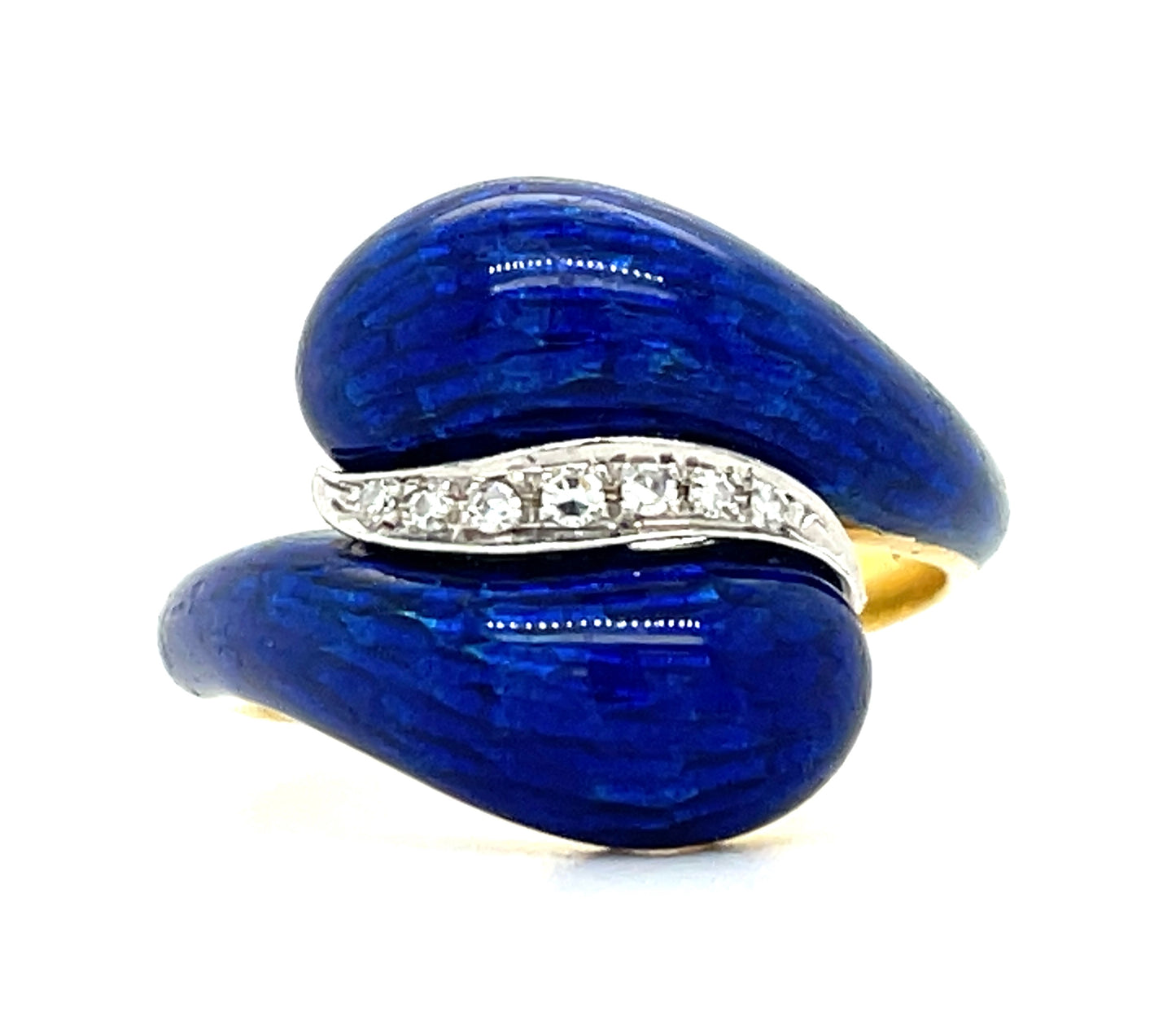 Enamel & 0.04ctw Diamond 18KY 8.30gr Ring