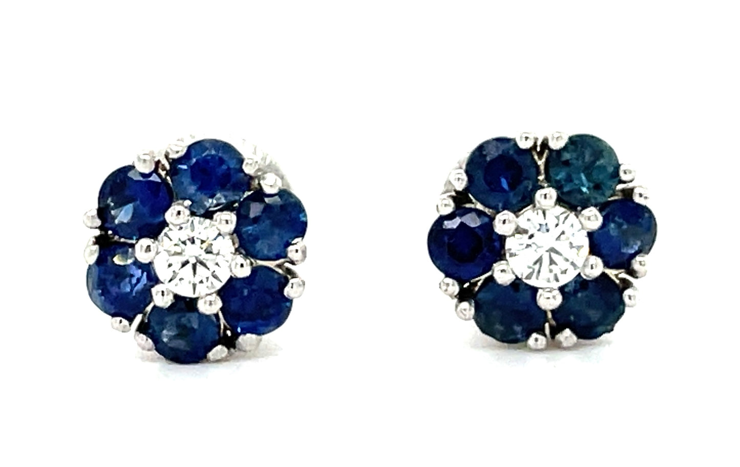 Estate 1.80ct Sapphire & 0.32ctw Diamond 14KW 3.40gr Earrings