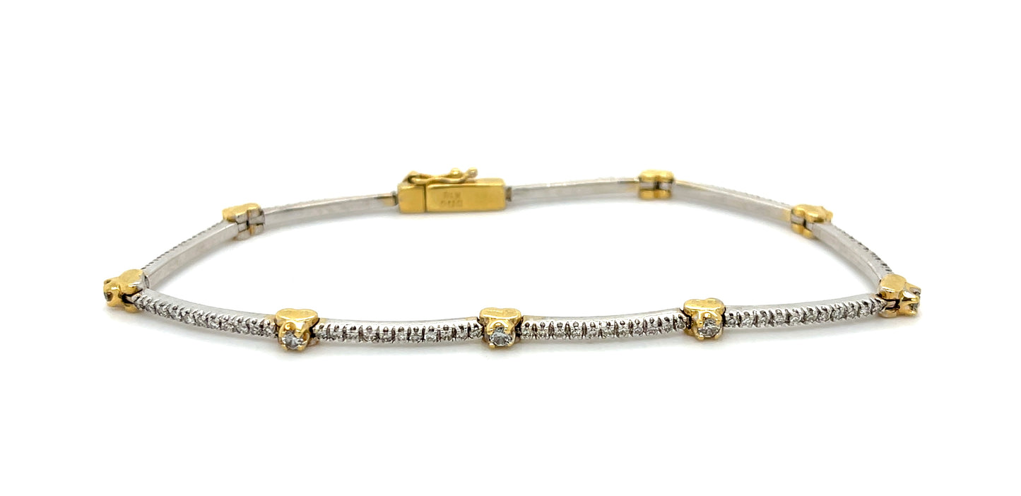 1.10ct Diamond 18KY 2 Tone Gold 9.20gr Bracelet Length 7