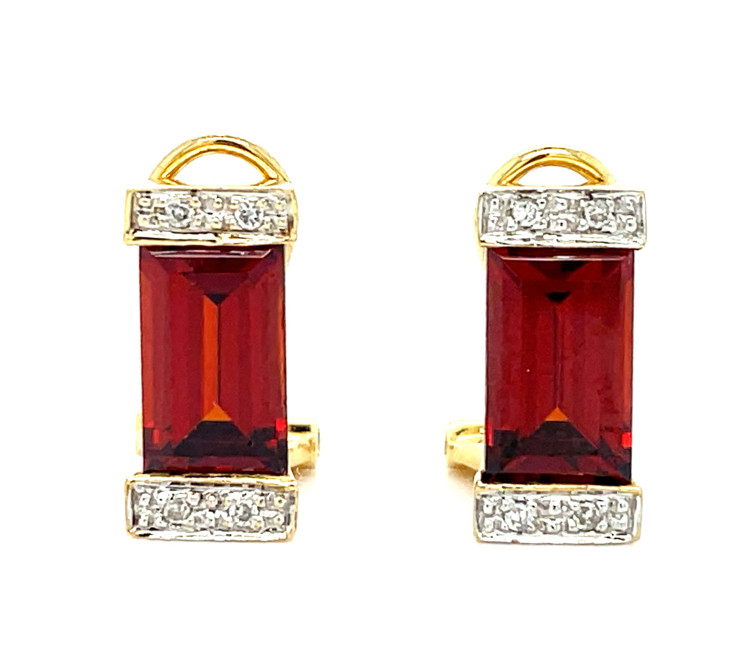 8.00ct Garnet & 0.12ctw Diamond 14KY 6.00gr Earrings