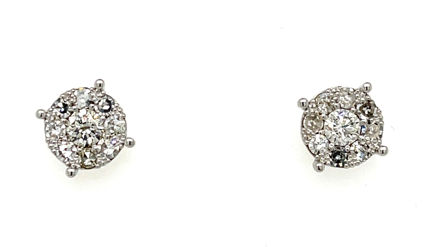 0.40ct Diamond 2 Stones 14KW 3.10gr Earrings .56ct (16 Sd)