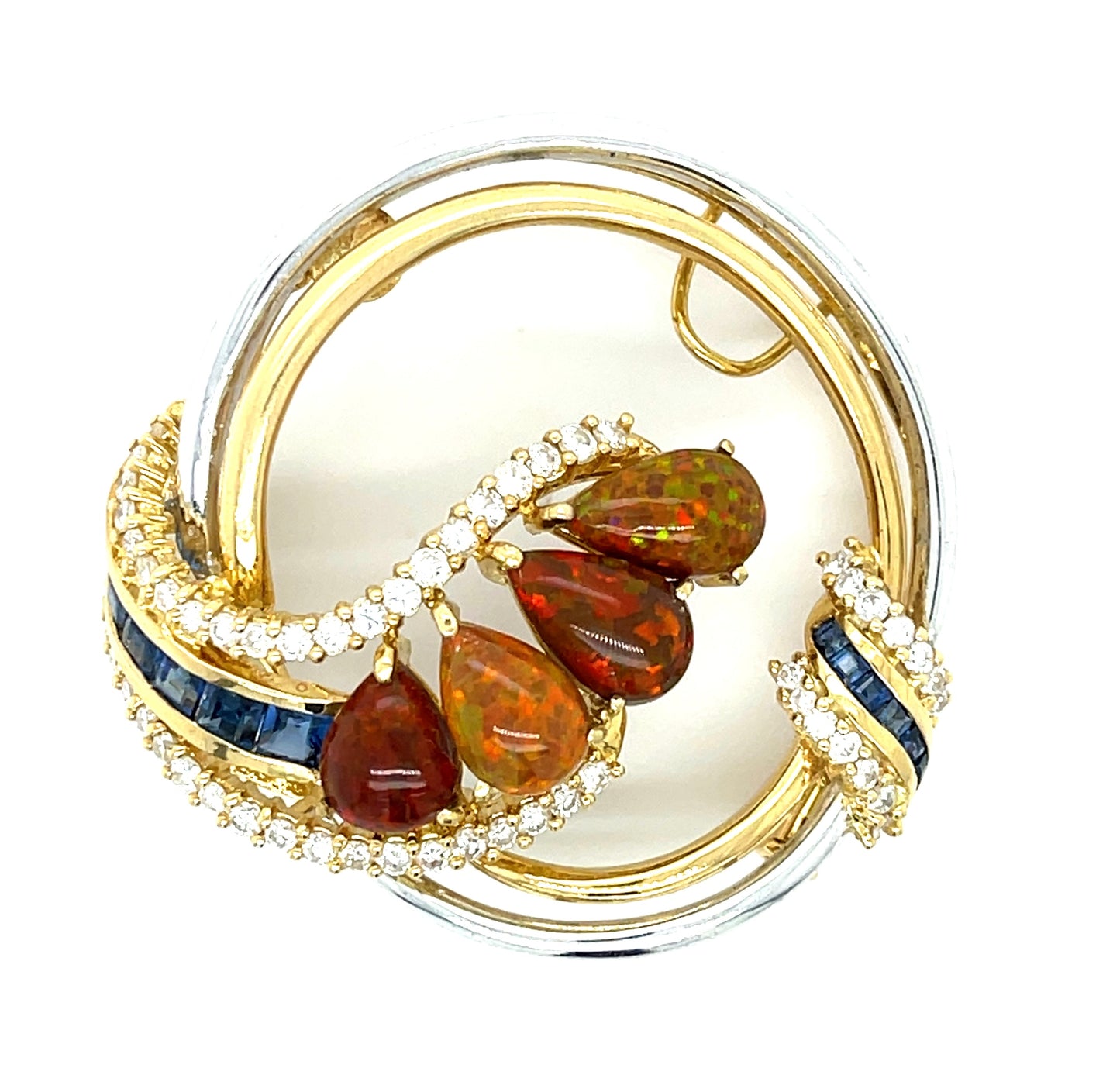 Estate 7.00ct Opal & 1.30ctw Diamond PT/18K 17.47gr Pendant/brooch Circa 1980