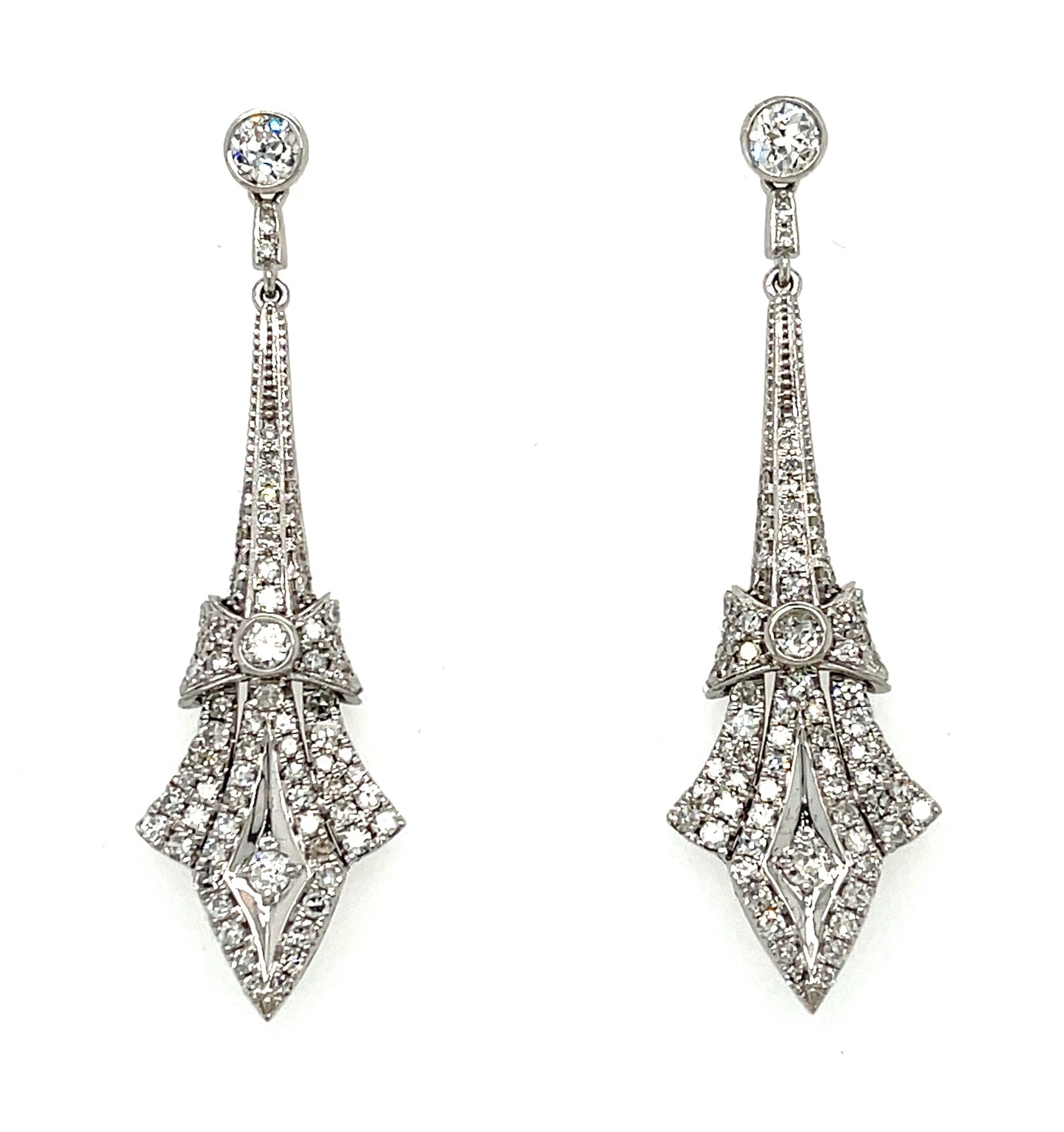 1.64ct Diamond 14KW 6.48gr Earrings Exact Length 1.75