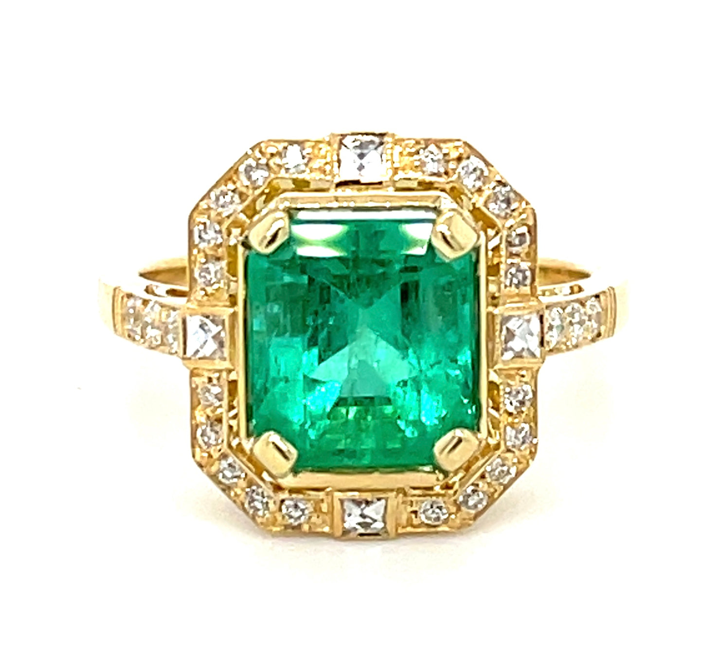 2.59ct Colombian F2 Emerald & 0.64ctw Diamond 18KY 5.00gr Ring Gia 2231068277