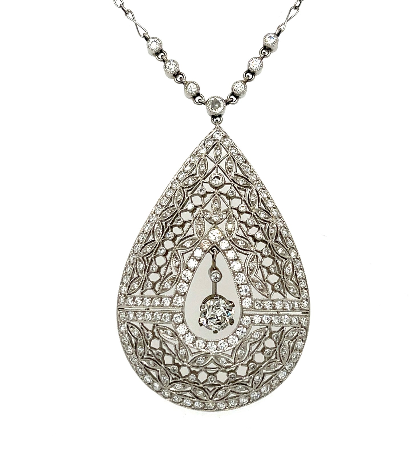 0.60ct European-cut Diamond PT 11.83gr Pendant Handmade 3.30ct Sd