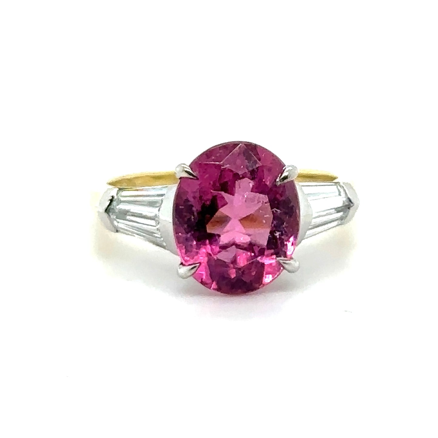 3.61ct Pink Tourmaline &  0.64ctw Diamond PT/18K  4.80gr Ring Size 6.5