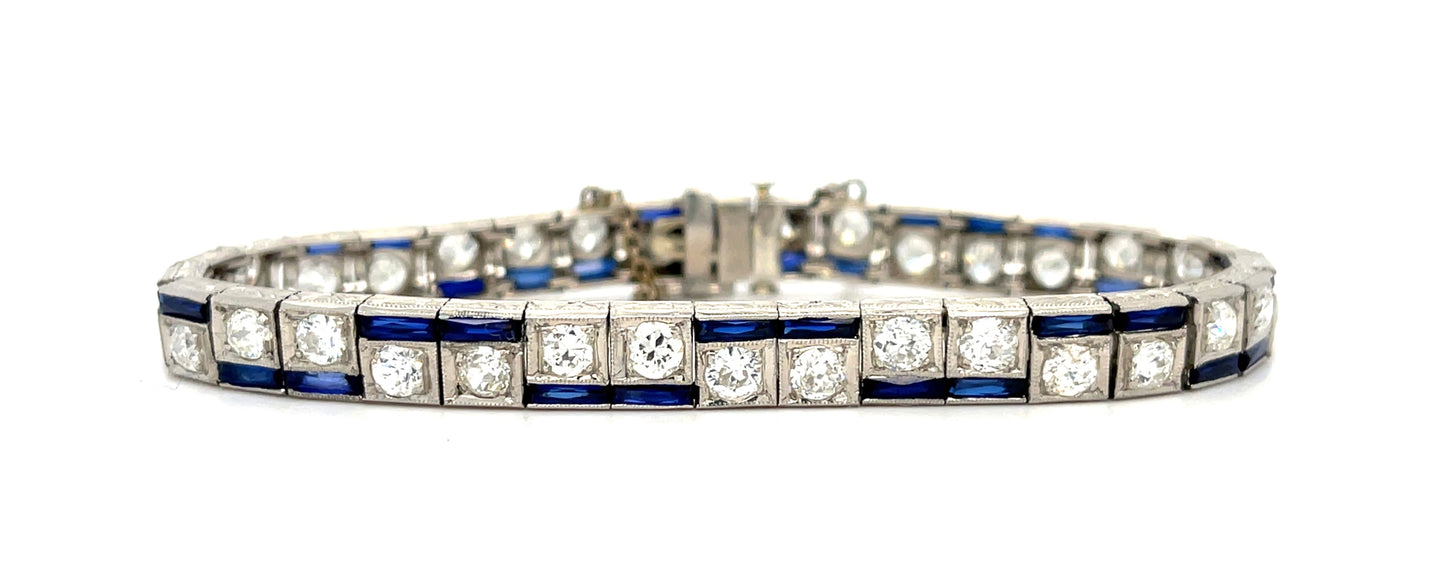 5.00ct Art Deco Diamond PT 19.70gr Art Deco Bracelet Circa 1930 Length 6.5